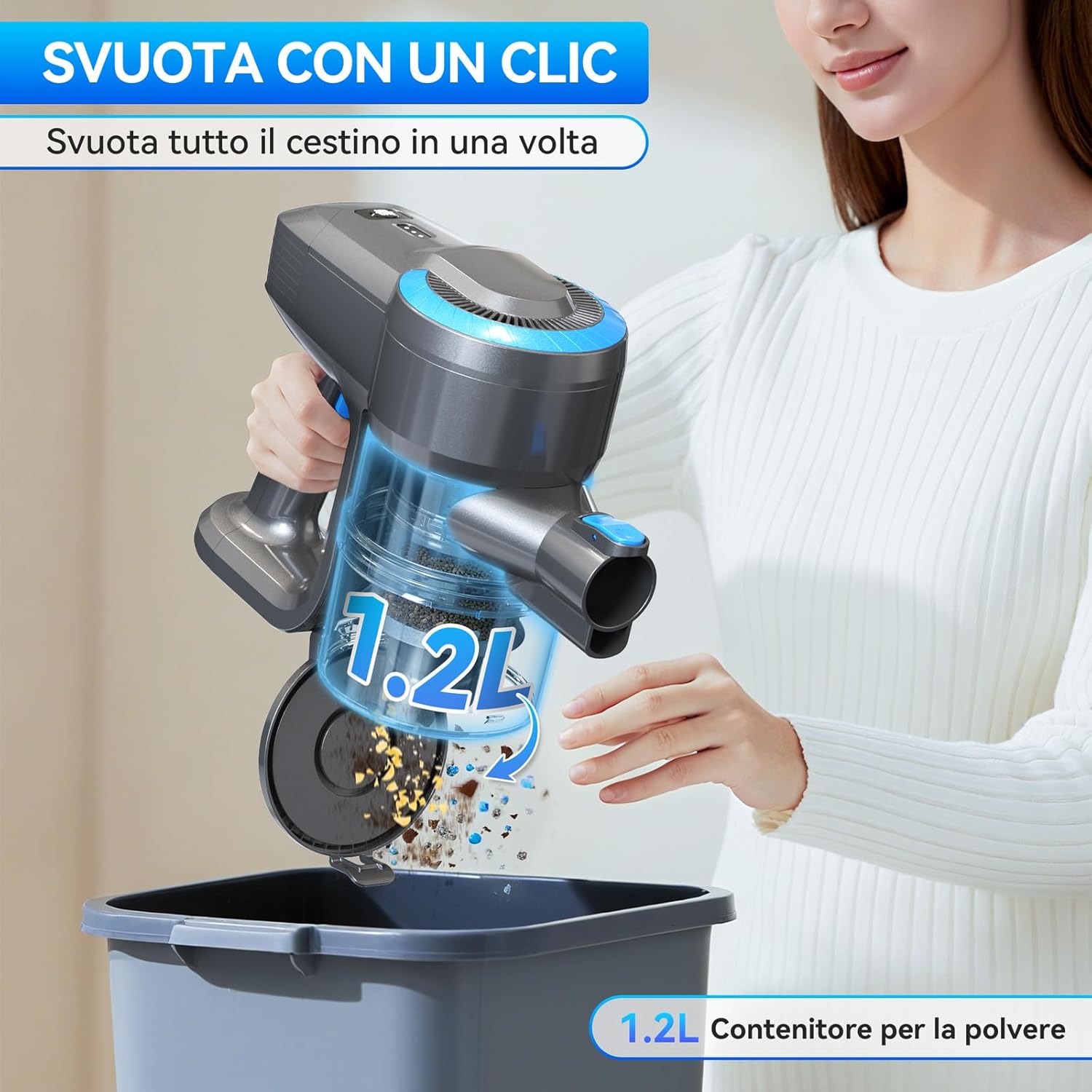 Thumbnail 6 de Ziaggnar Aspirapolvere Senza Fili 6 in 1: potenza, autonomia di 55 min e versatilità per pavimenti, tappeti e peli animali