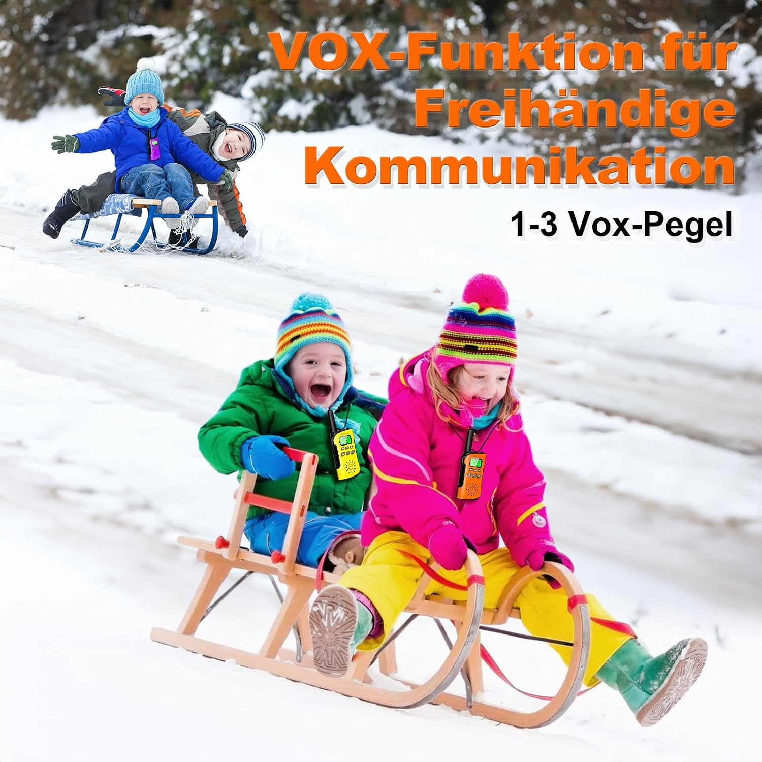 Thumbnail 6 de AWANFI Walkie Talkie Kinder-Set: Wiederaufladbar, VOX, Taschenlampe und 3-km-Reichweite