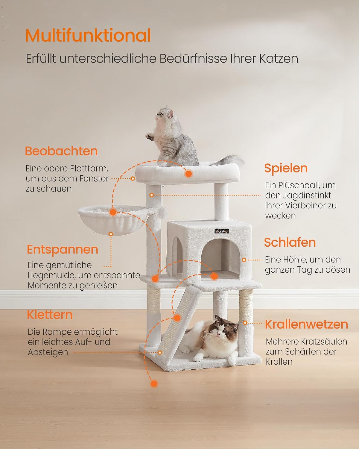 Detalle 2 de Feandrea Kratzbaum PCT051T01 mit 96 cm