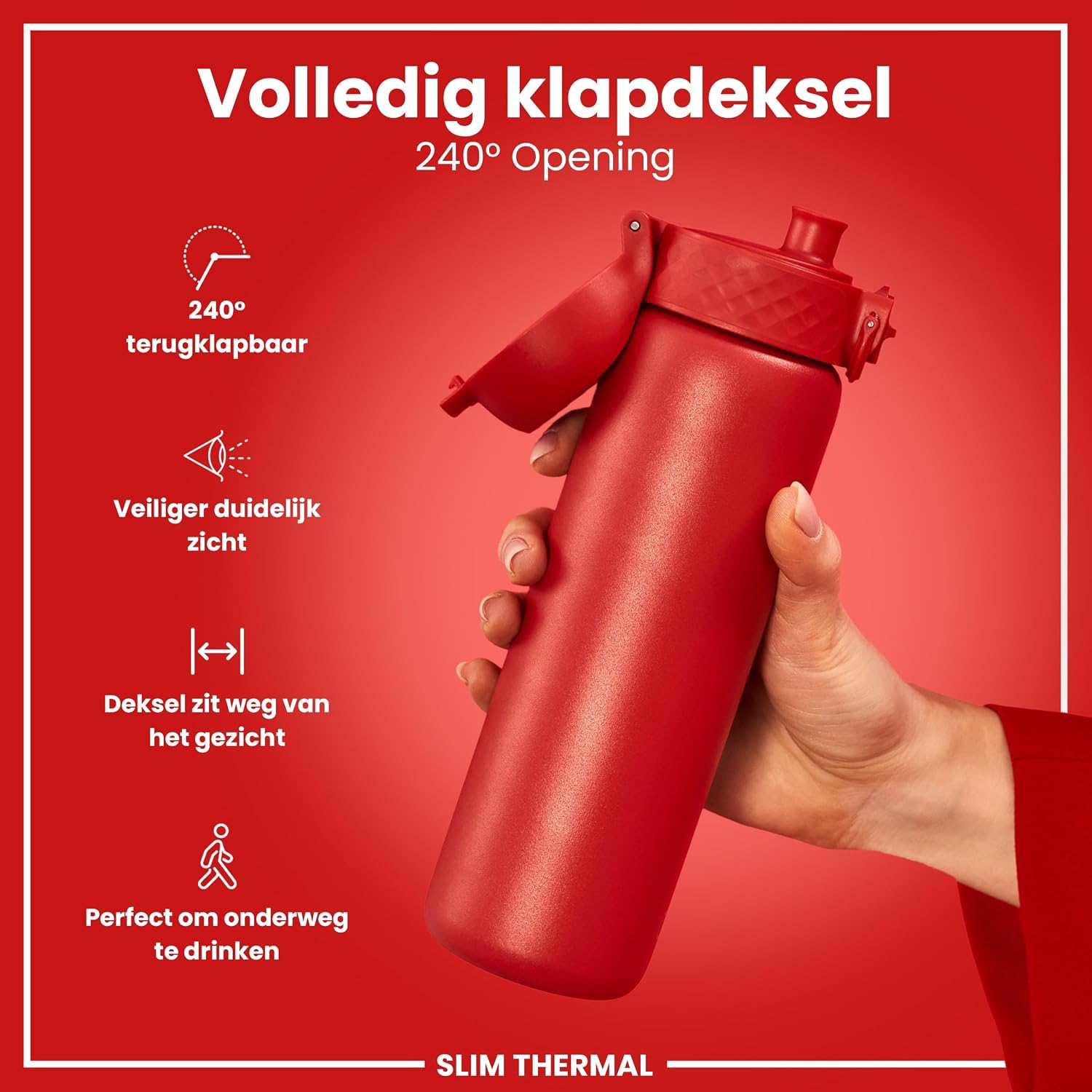 Detalle de ION8 Vakuumisolierte Edelstahl-Trinkflasche 500 ml – Auslaufsicher, Einhandöffnung, Spülmaschinenfest