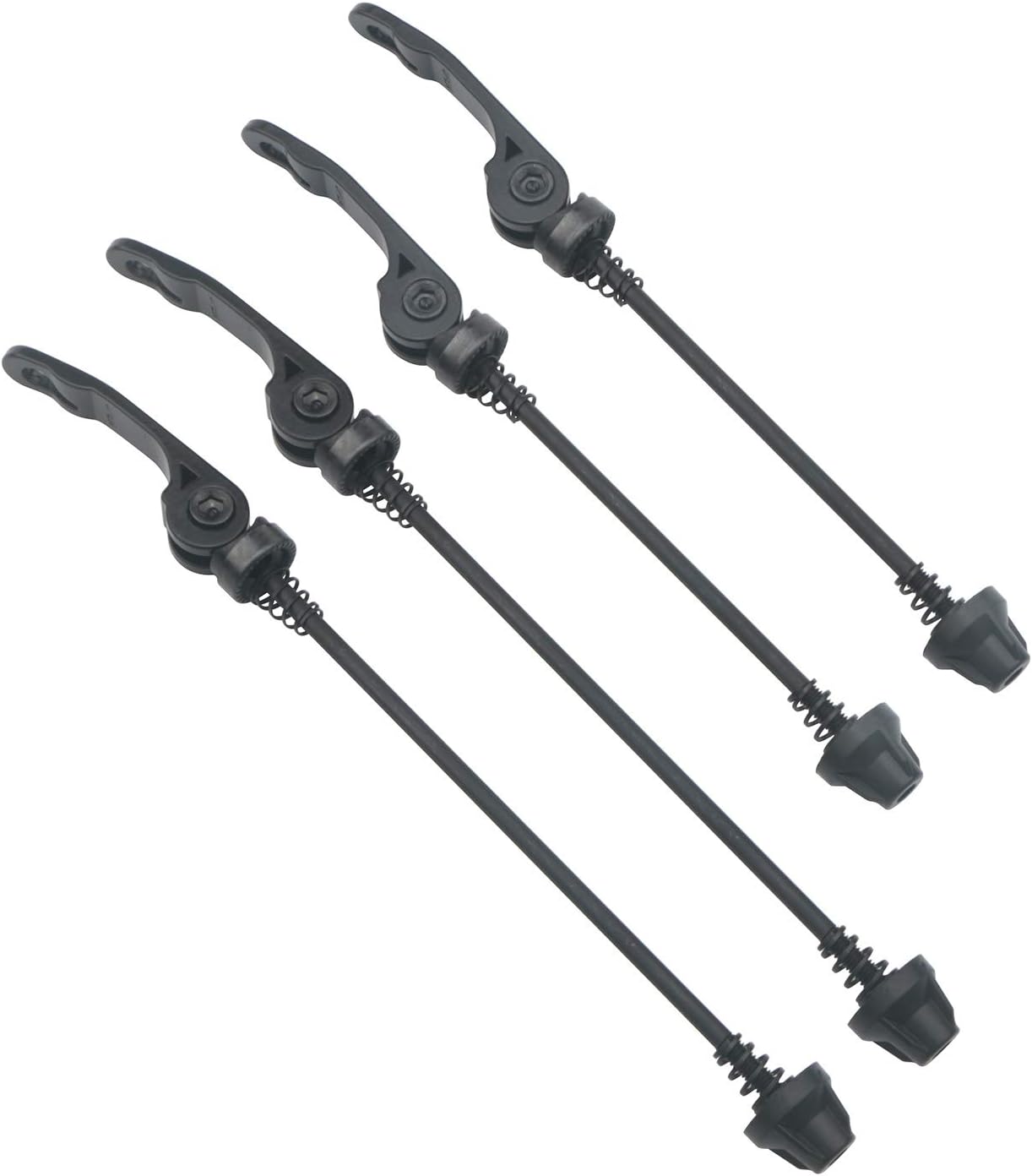Detalle de Unxuey 2 Pairs Bike Quick Release Skewer Set (Front 145mm, Rear 185mm) – Aluminium Alloy Lever Axles