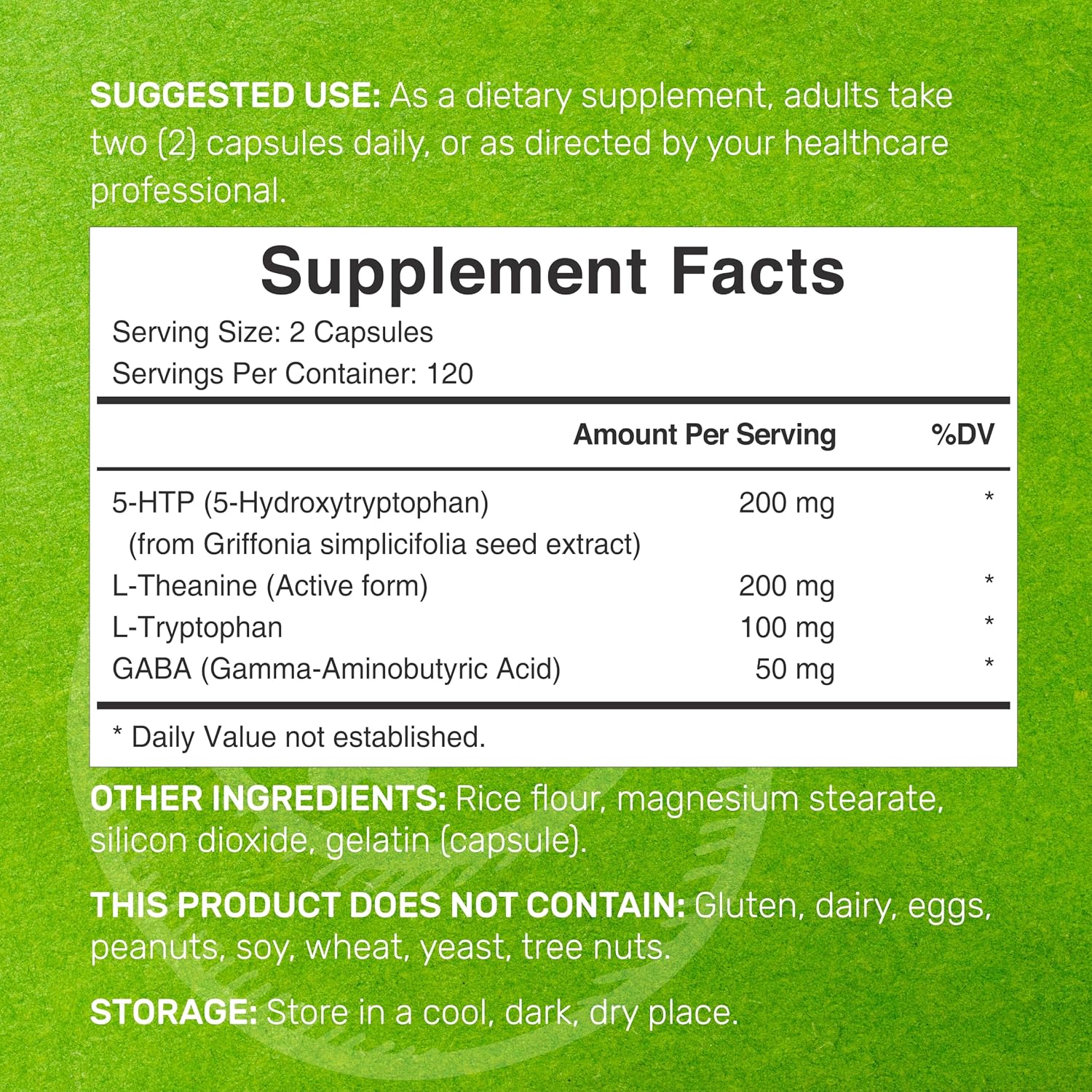Detalle 2 de 5-HTP Supplement, 240 Capsules