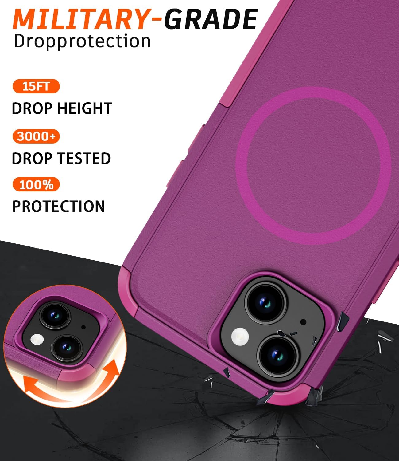 Detalle de Diverbox iPhone 15 Case with MagSafe Compatibility, Screen and Camera Protectors