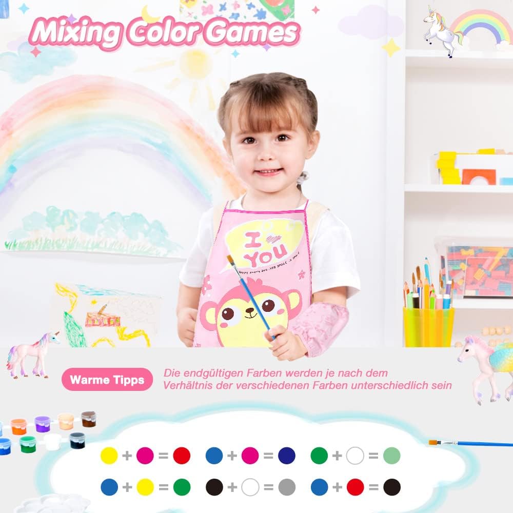 Thumbnail 3 de Lekebaby Einhorn Malset für Mädchen (4–8 Jahre) mit 12 Einhörnern, 4 Pinseln und Glitter-Gelen