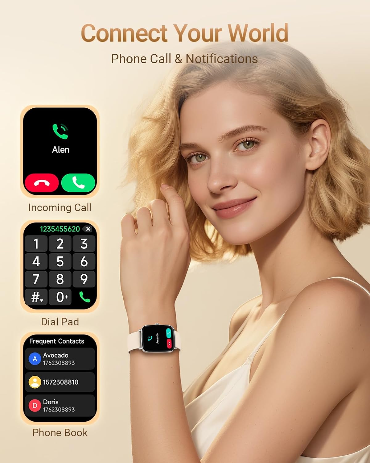 Thumbnail 1 de Smart Watch for Men & Women with Bluetooth Calling, SpO2 & Sleep Monitoring, 1.85" HD Fitness Screen (IP68)