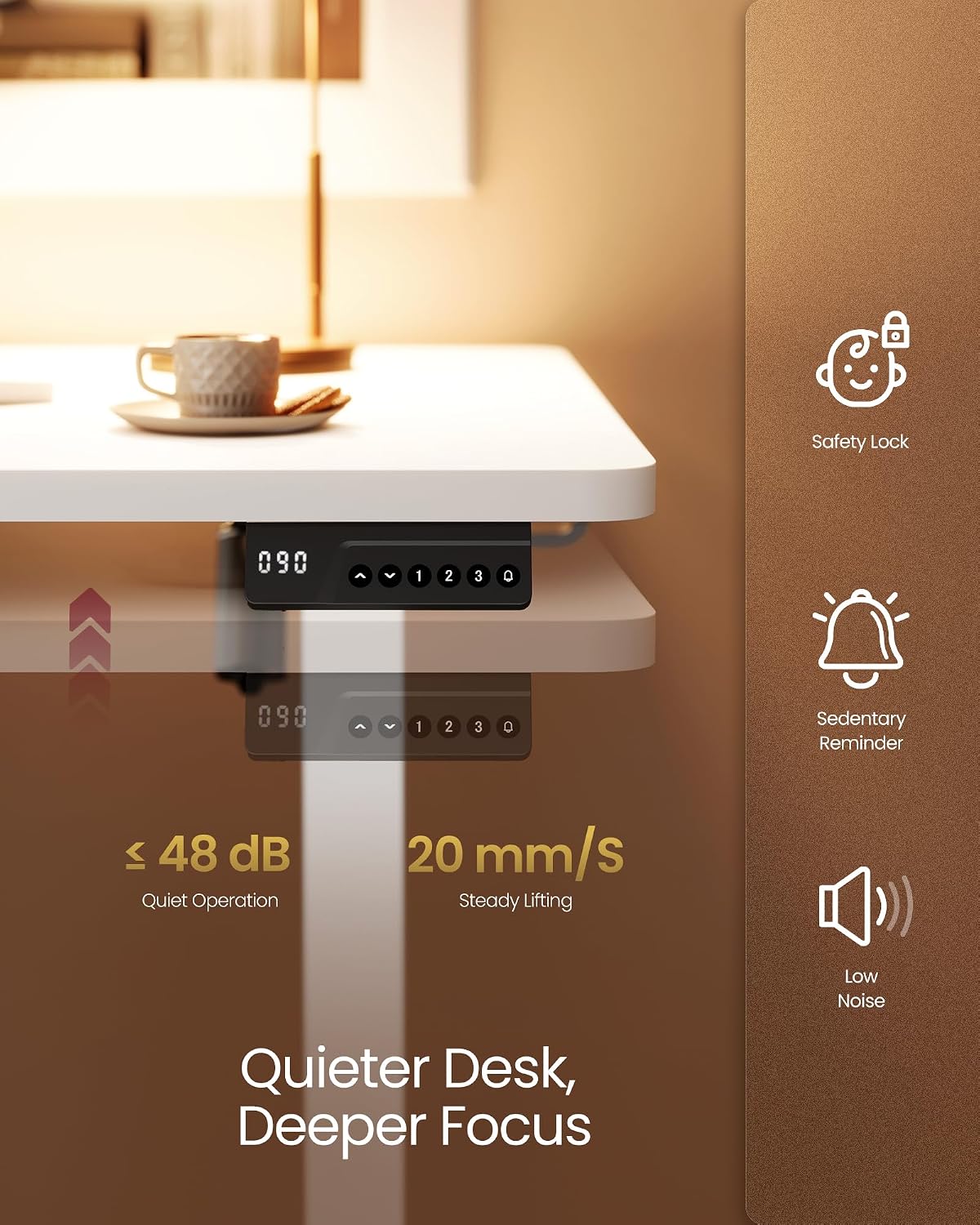 Thumbnail 5 de VASAGLE Electric Standing Desk (LSD310WZ01) – height adjustable home office desk, 100 x 60 cm, 4 memory presets