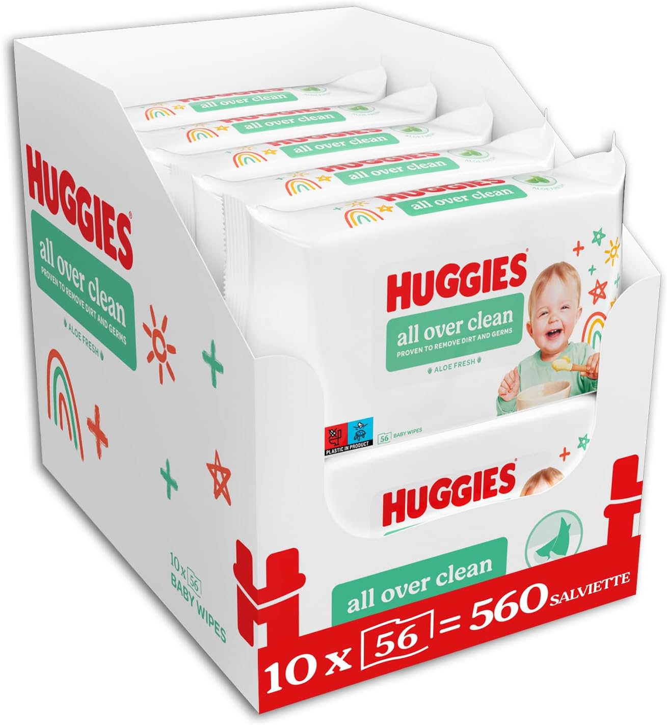 Thumbnail 1 de Huggies All Over Clean 10 pacchi da 56 salviette