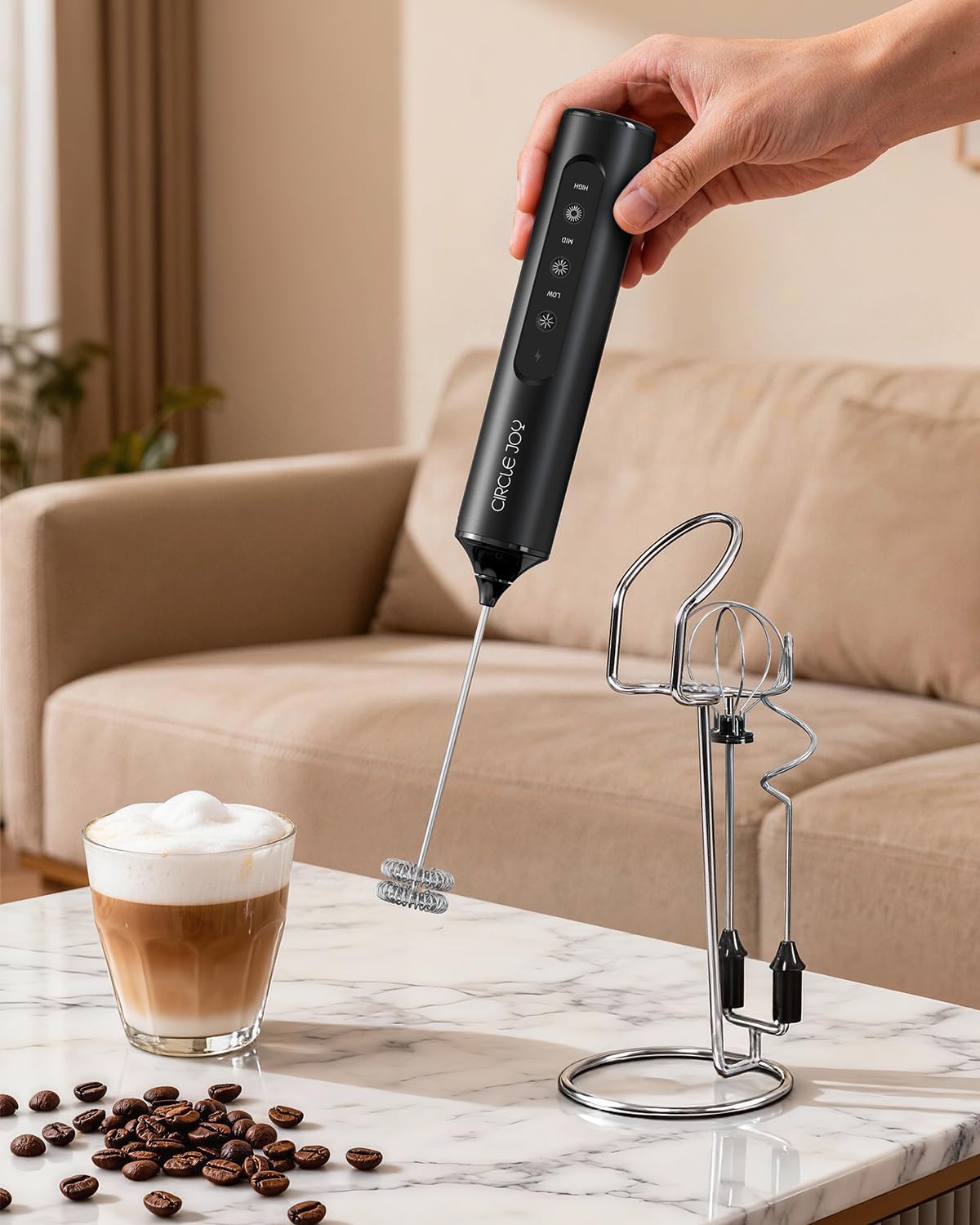 Thumbnail 6 de CIRCLE JOY Rechargeable Handheld Milk Frother Wand with Stand
