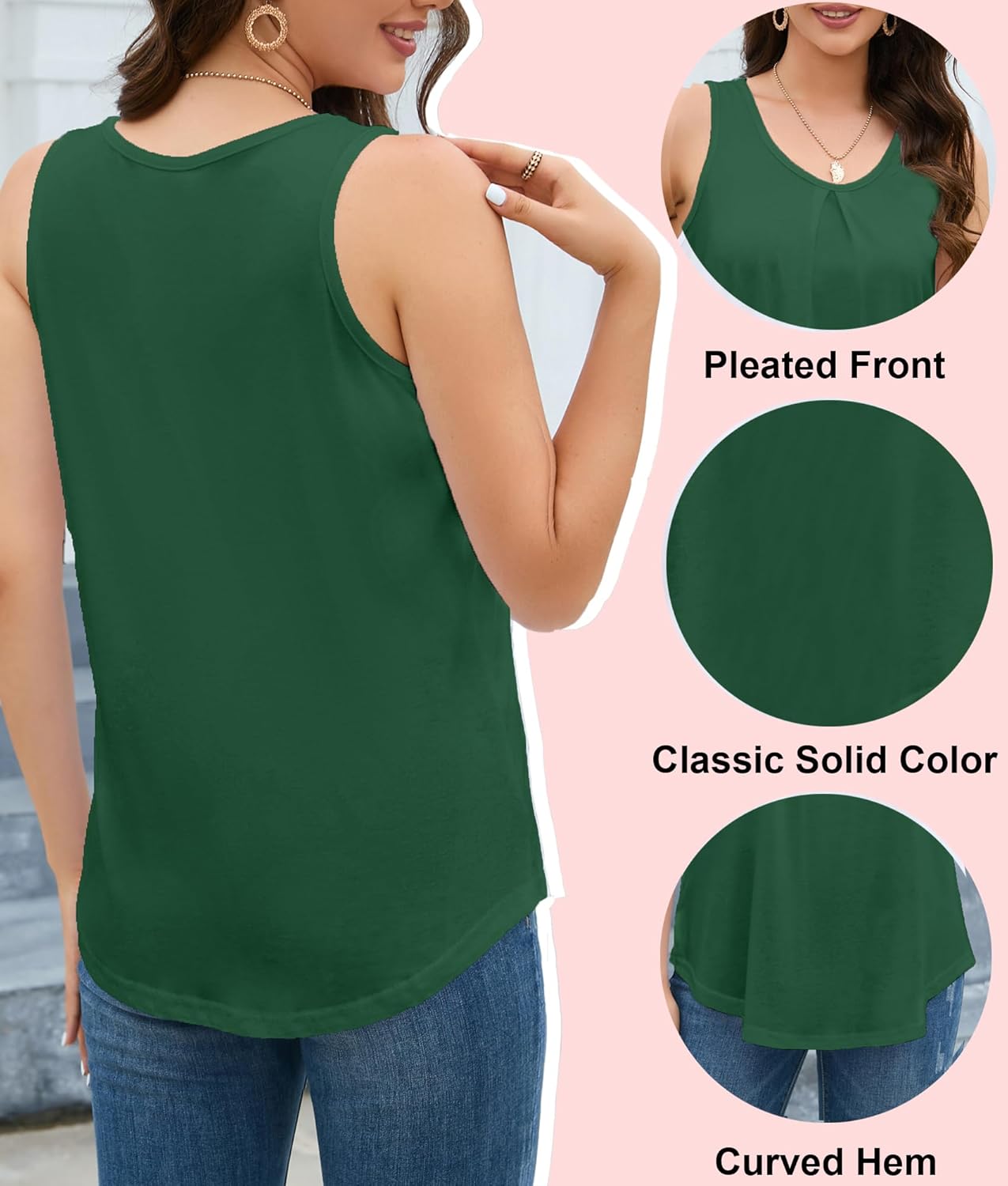 Thumbnail 4 de iChunhua Ladies Summer Vest Tank Tops: Scoop Neck, Loose Fit, Sleeveless Shirt