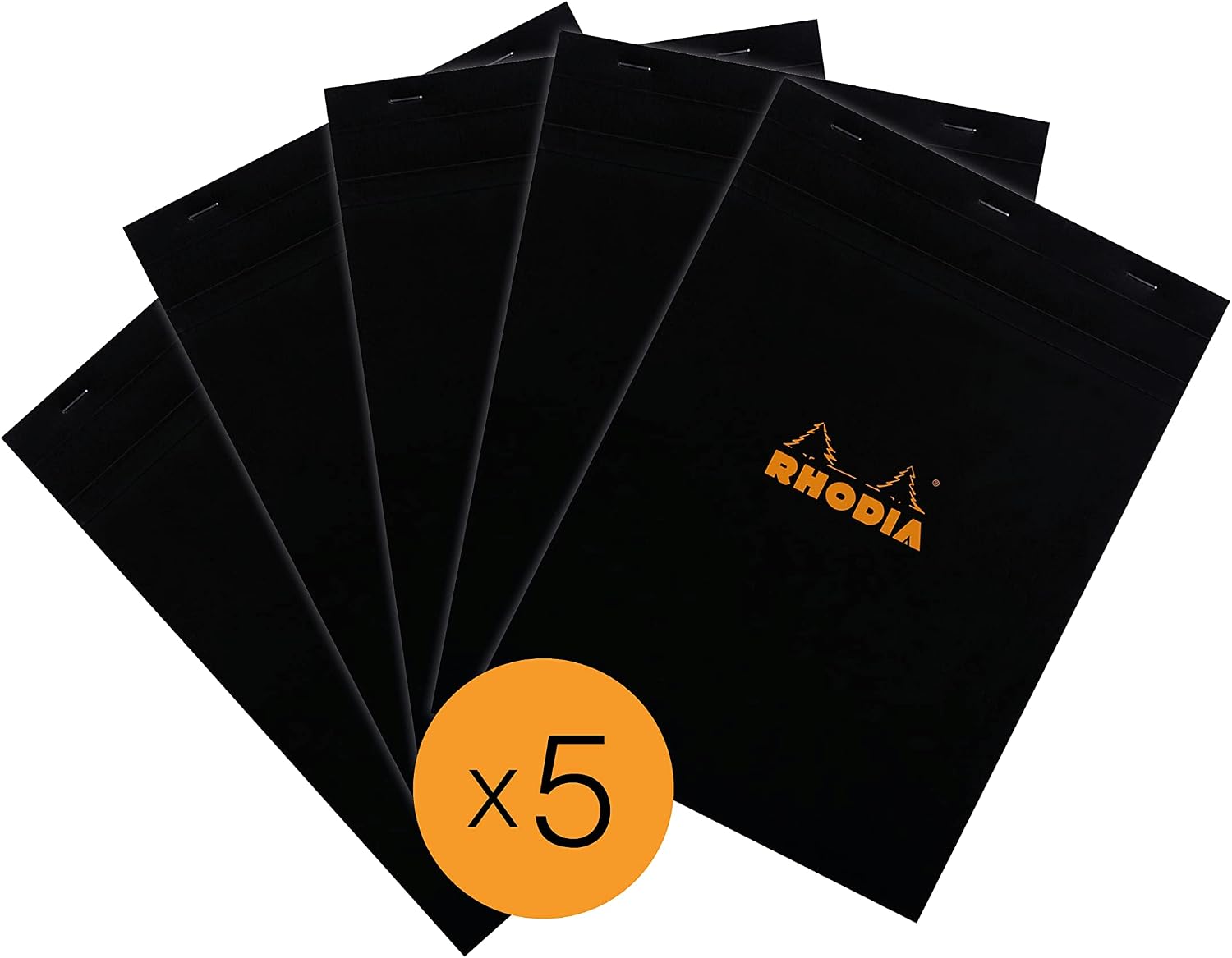Detalle de RHODIA 182009Cpack – Bloc-notes agrafé N°18, A4 noir, 5 blocs, papier Clairefontaine 80 g/m²