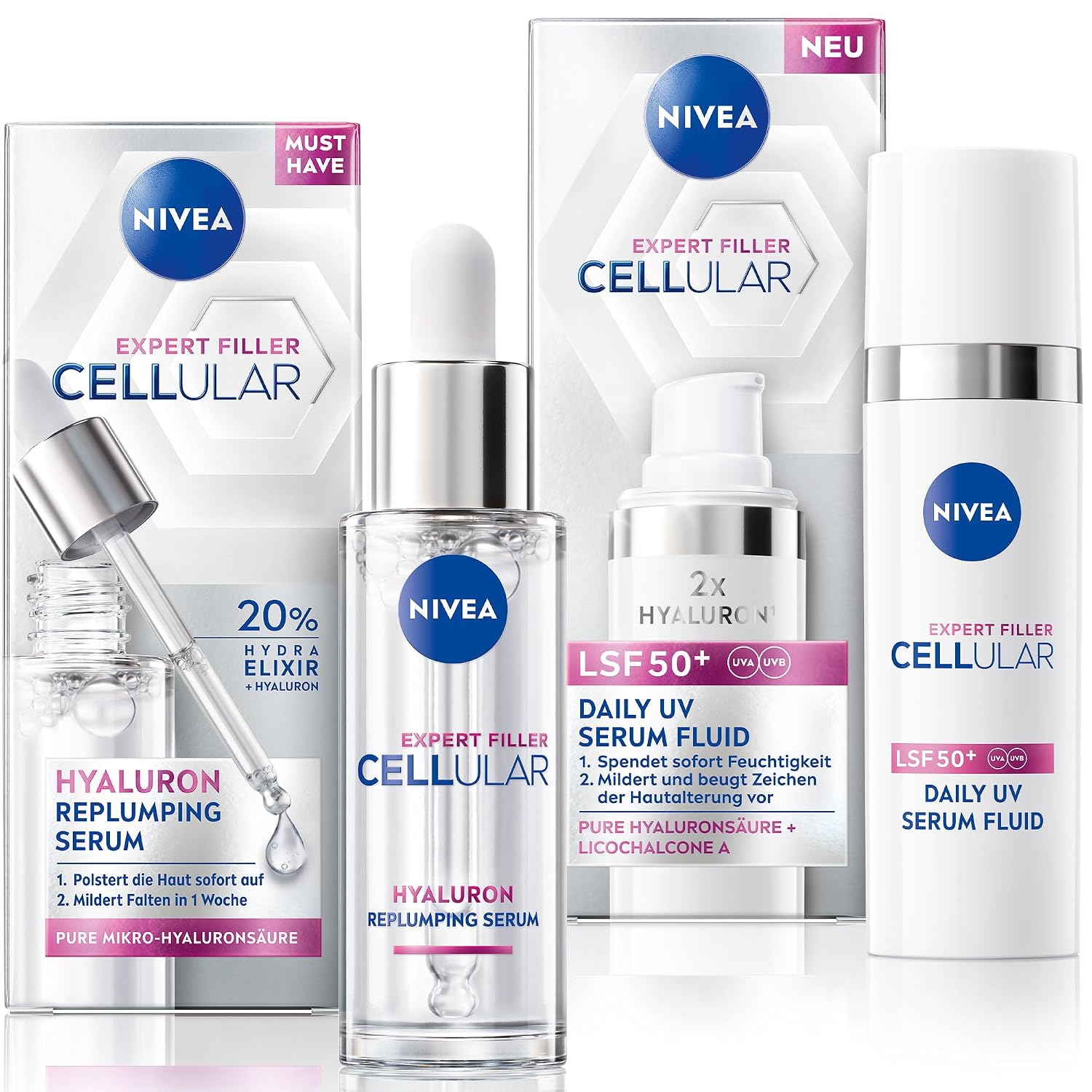 Detalle de NIVEA CELLULAR Serum Routine Set mit Hyaluron-Serum und UV-Serum 50