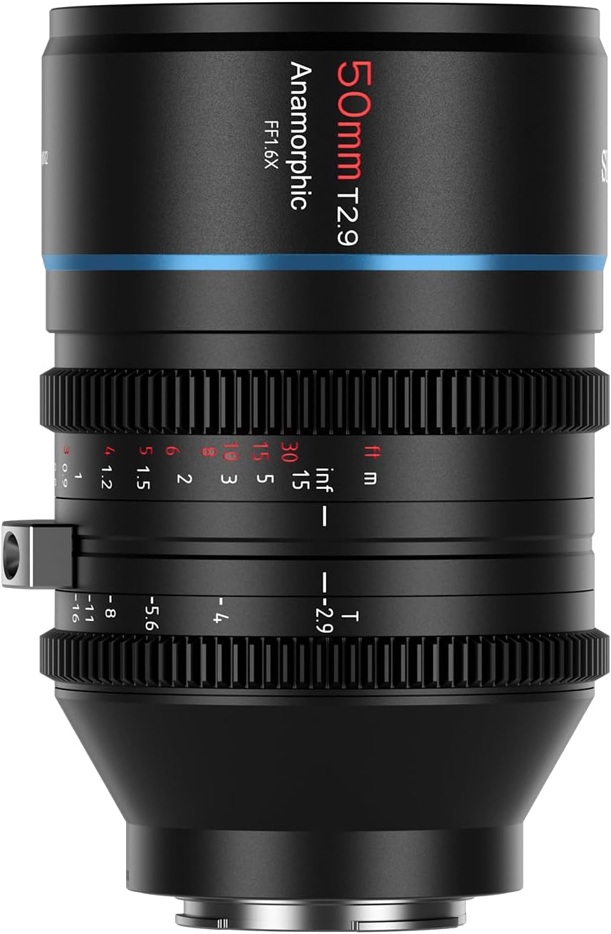 Detalle de SIRUI 50 mm T2.9 1,6x – pełnoklatkowy obiektyw anamorficzny RF