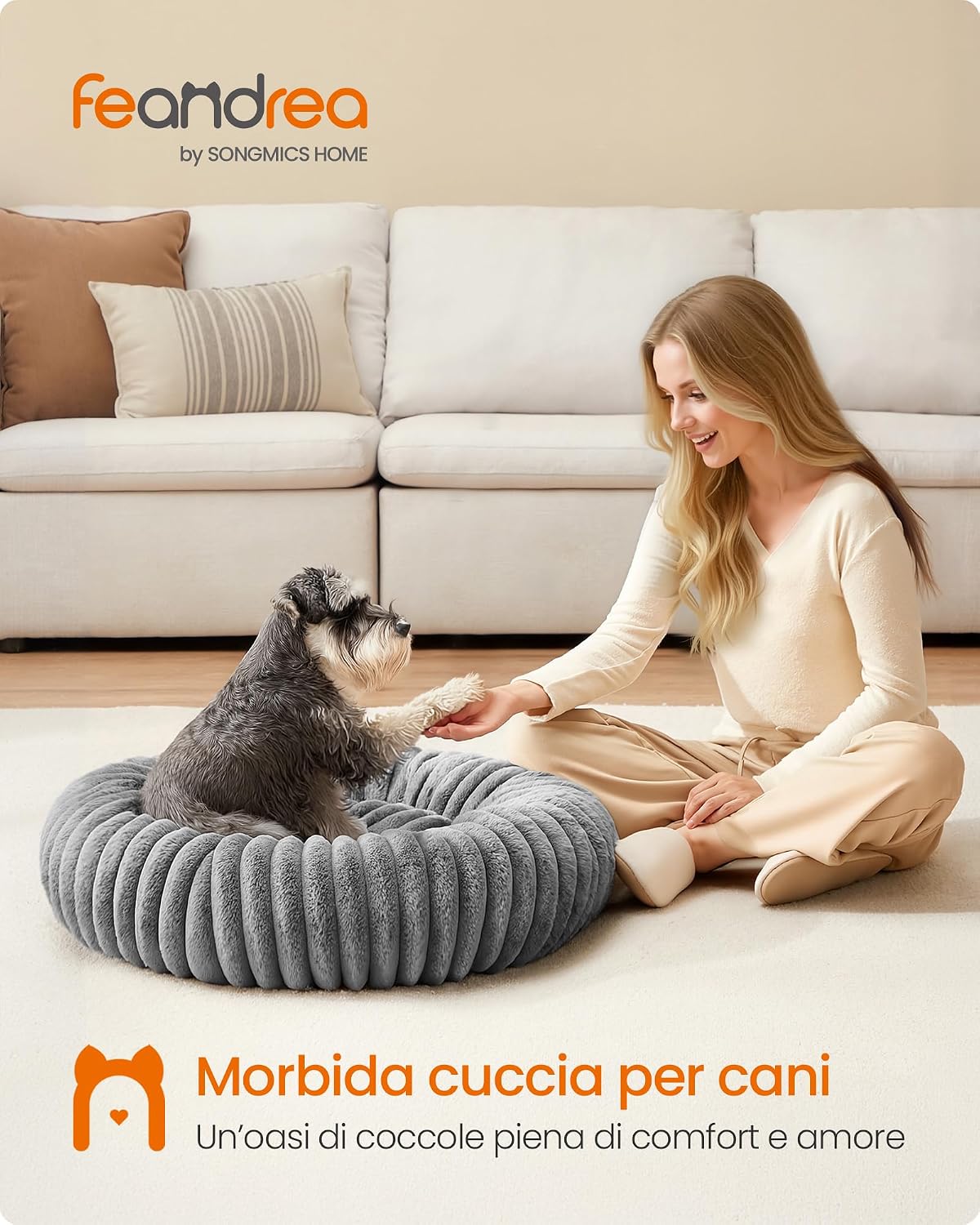 Detalle 2 de Feandrea cuccia a ciambella in peluche per cani e gatti di taglia grande, Ø 70 cm, PGW303GD01