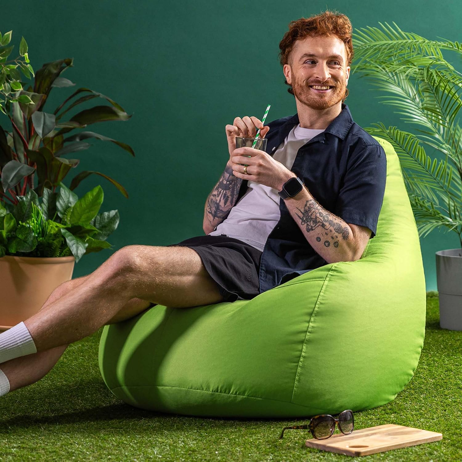 Thumbnail 1 de Bean Bag Bazaar Dalton gaming bean bag chair (Lime Green) with filling included