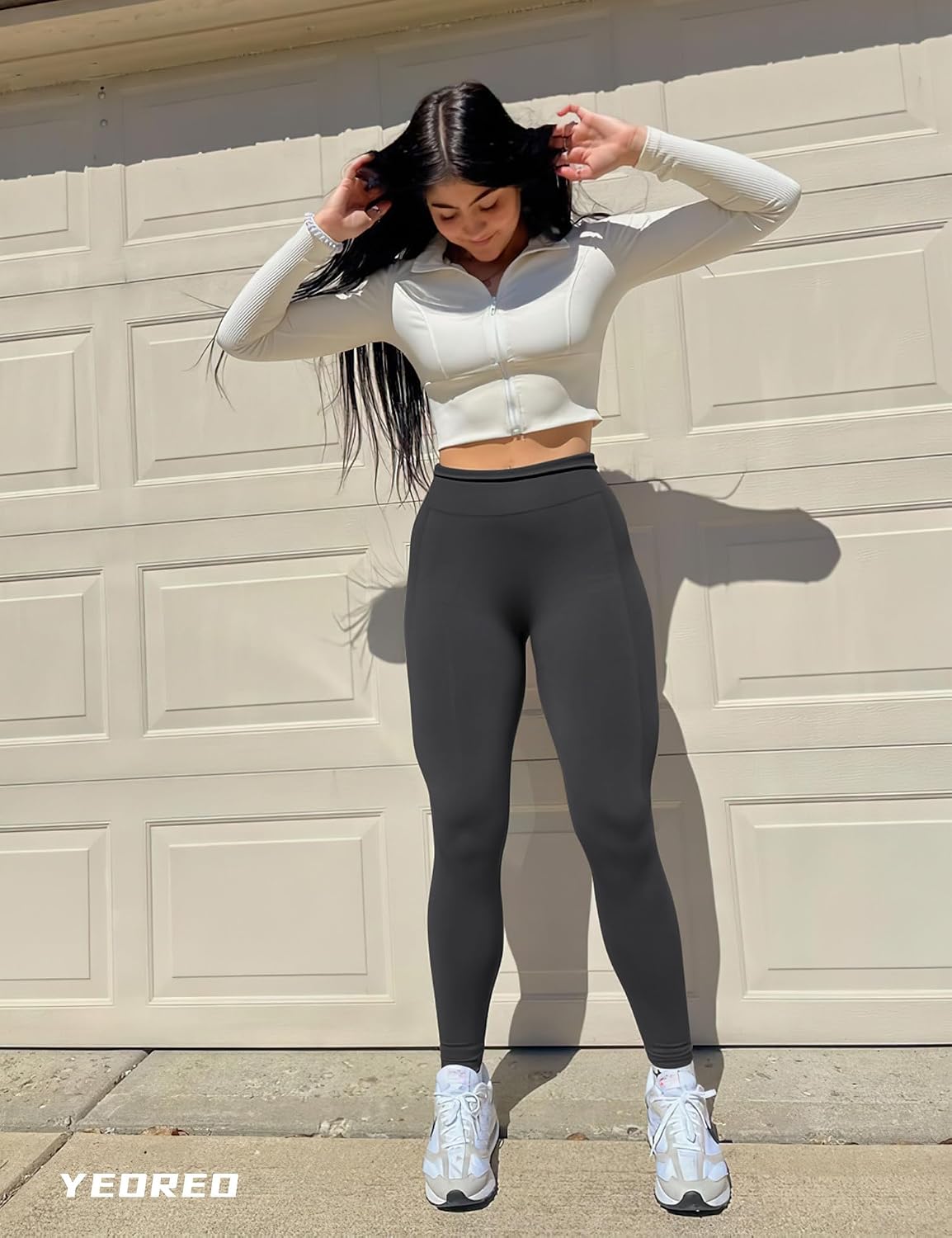 Detalle de YEOREO Amplify Seamless Scrunch Leggings for Women (High-Waisted Butt-Lifting Gym Tights)