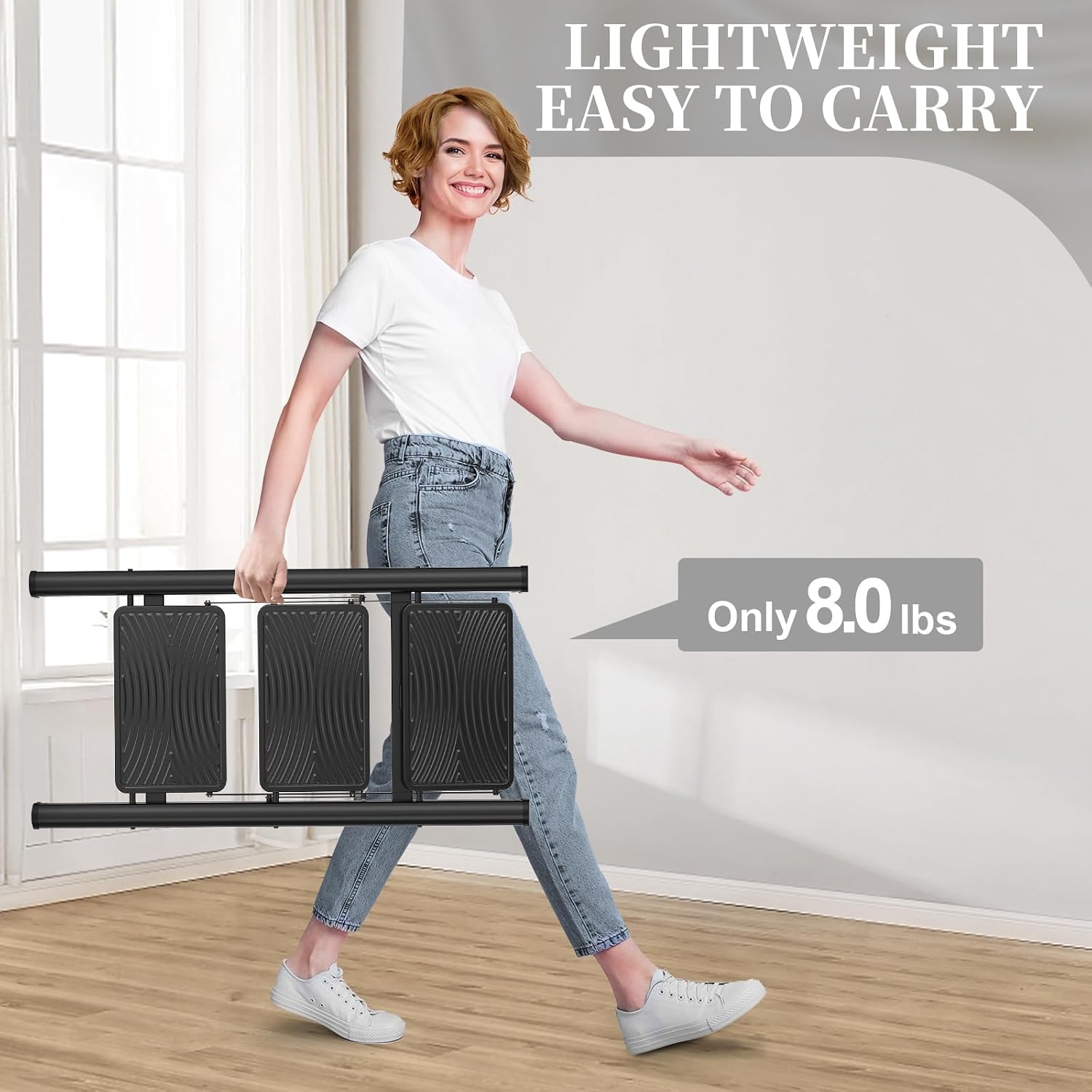 Detalle 2 de HBTower USAZFJHR-ZL15031501 3-Step Folding Step Ladder, Anti-Slip Pedals, Black