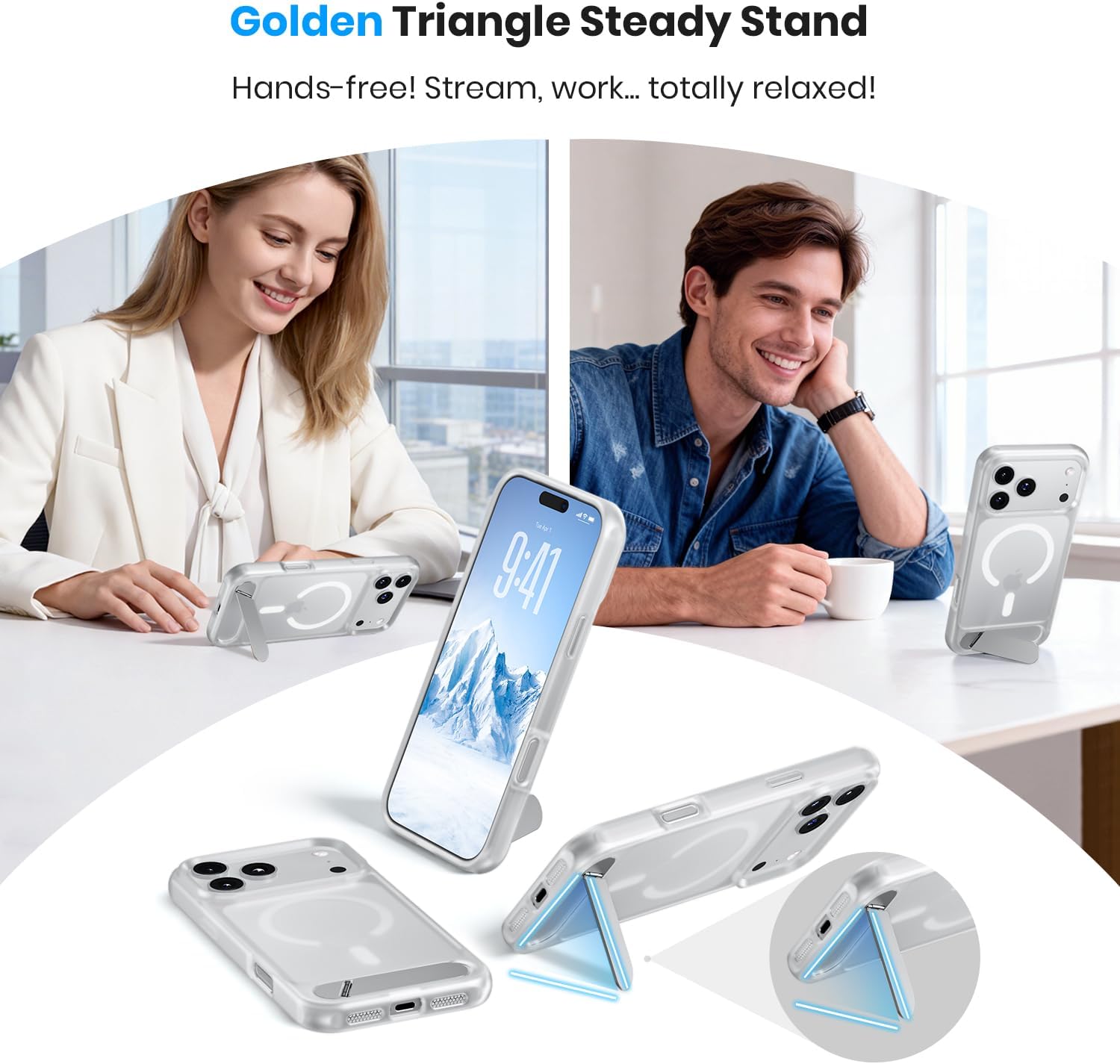 Detalle de Hoerrye Magnetic Case for iPhone 17 Pro Max with Built-in Stand and MagSafe Compatibility