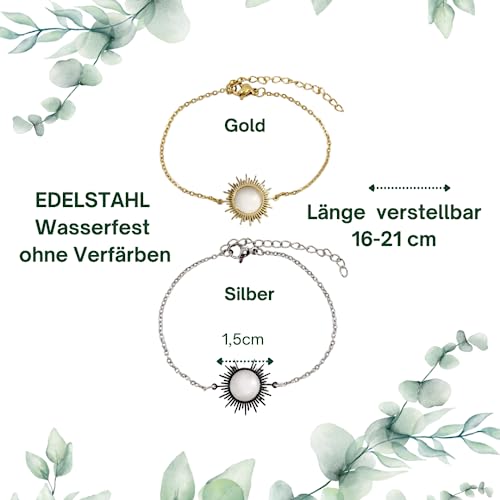 Detalle 2 de ONDEGO Sonne Freundschaftsarmband aus Edelstahl – Verstellbar, nickelfrei, Geschenkverpackung