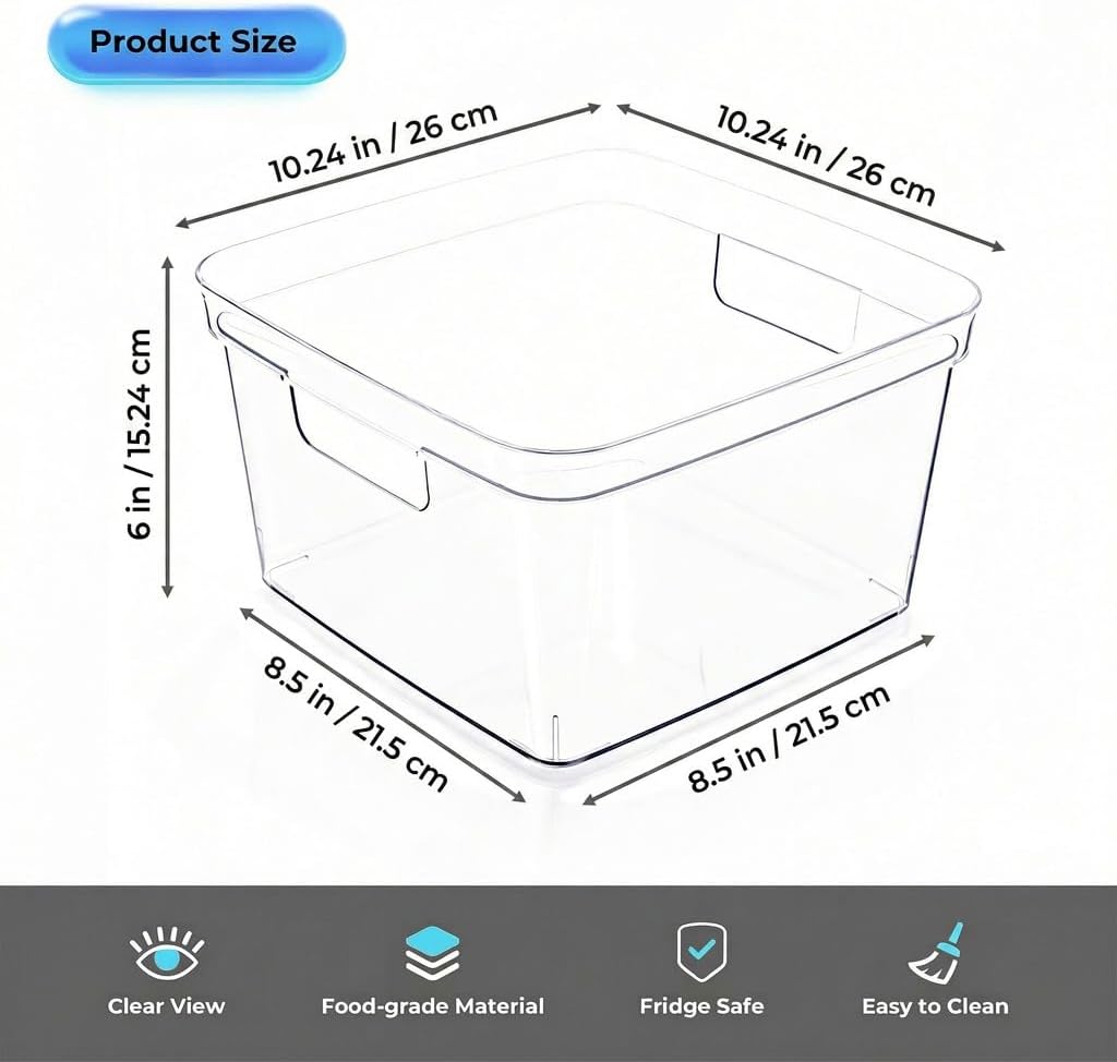 Thumbnail 2 de MOONEDGE Clear Plastic Storage Bins 12 x 12 x 7