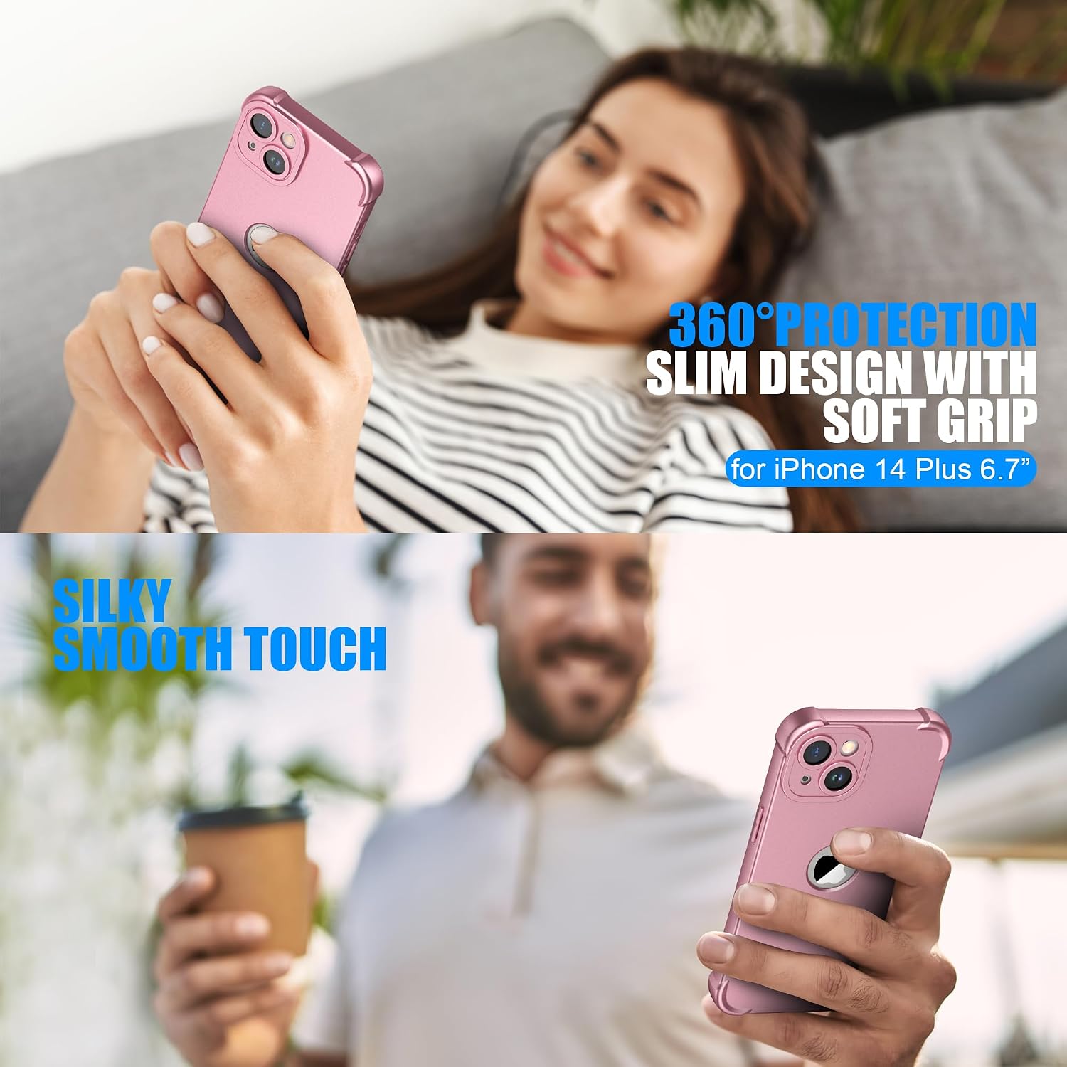 Detalle de iPhone 14 Plus silicone case with 2 glass