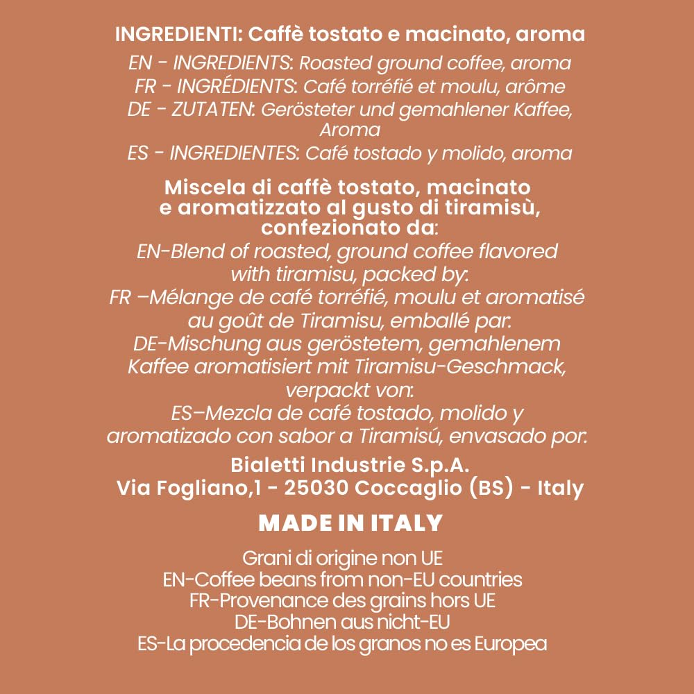 Detalle de Bialetti Universal Kaffee gemahlen 250 g – Tiramisu-Aroma, vielseitig einsetzbar
