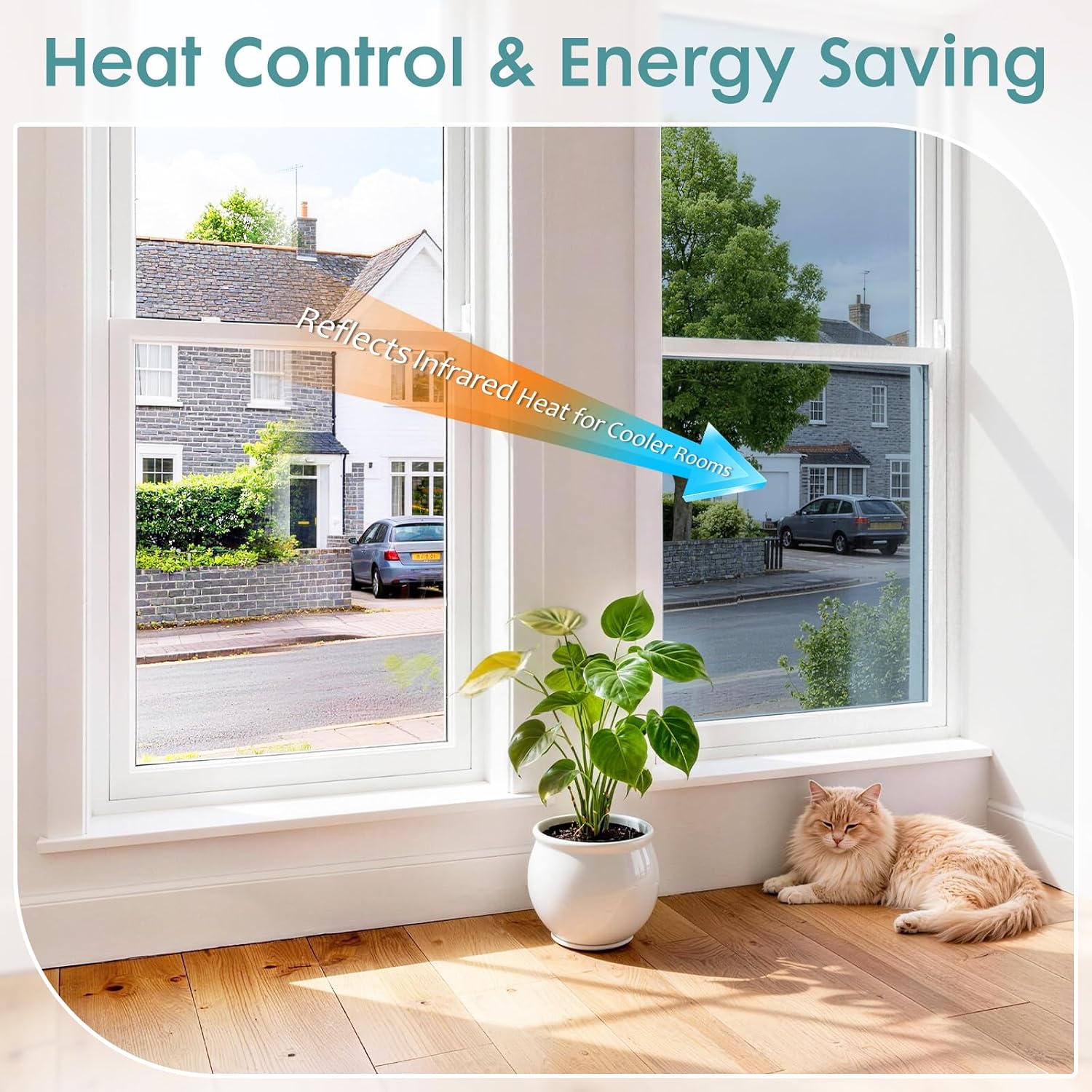 Thumbnail 4 de DOWELL One Way Window Film Privacy with Tools, Silver 75x200cm – Heat Reflective, Static Cling Privacy Film for Glass