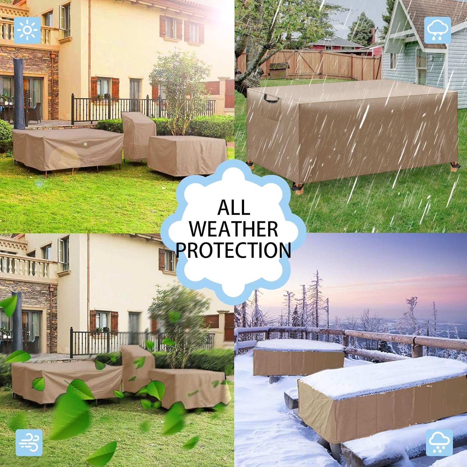 Thumbnail 5 de WUAYAMI wasserdichte Gartenmöbel-Abdeckung aus Oxford 420D (Khaki) 150x90x75 cm