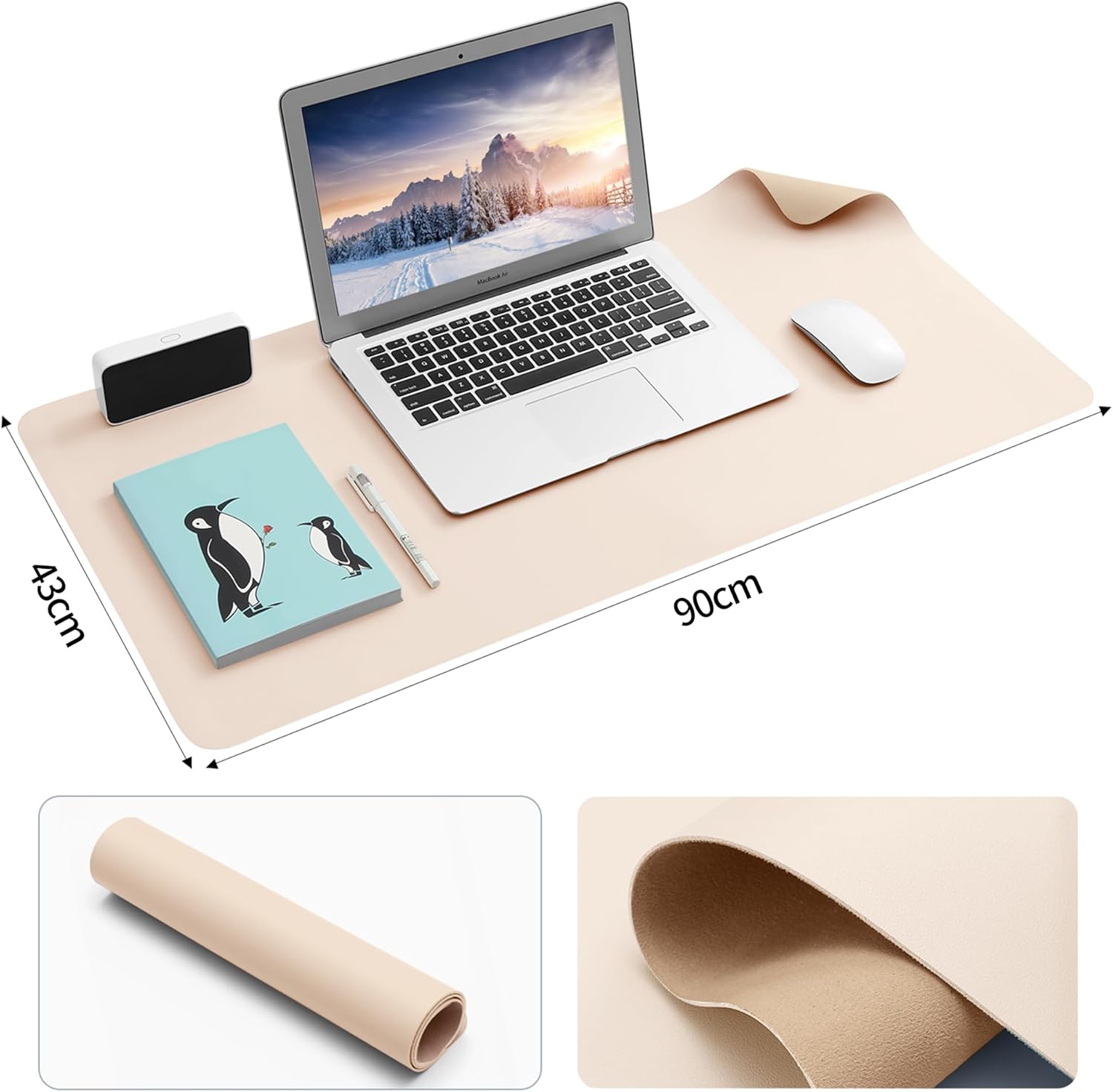 Thumbnail 3 de BUBM Desk Mat (90x43cm) PU leather desk pad – waterproof, wipe-clean writing & mouse mat