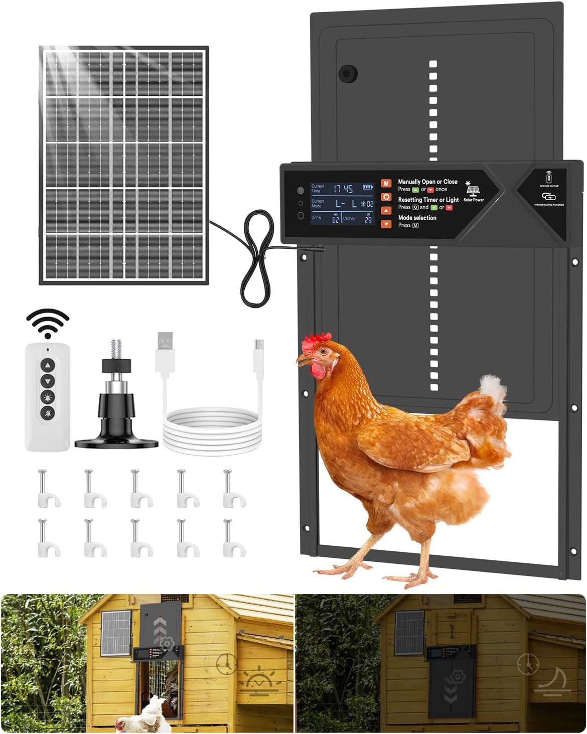 AsFrost Automatic Chicken Coop Door, 4000mAh Battery