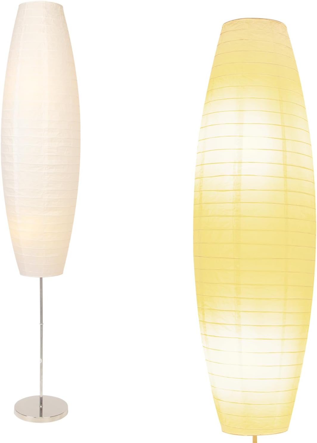 Detalle de Lianheng Paper Floor Lamp, Rice Paper Oval Lamp – Beige