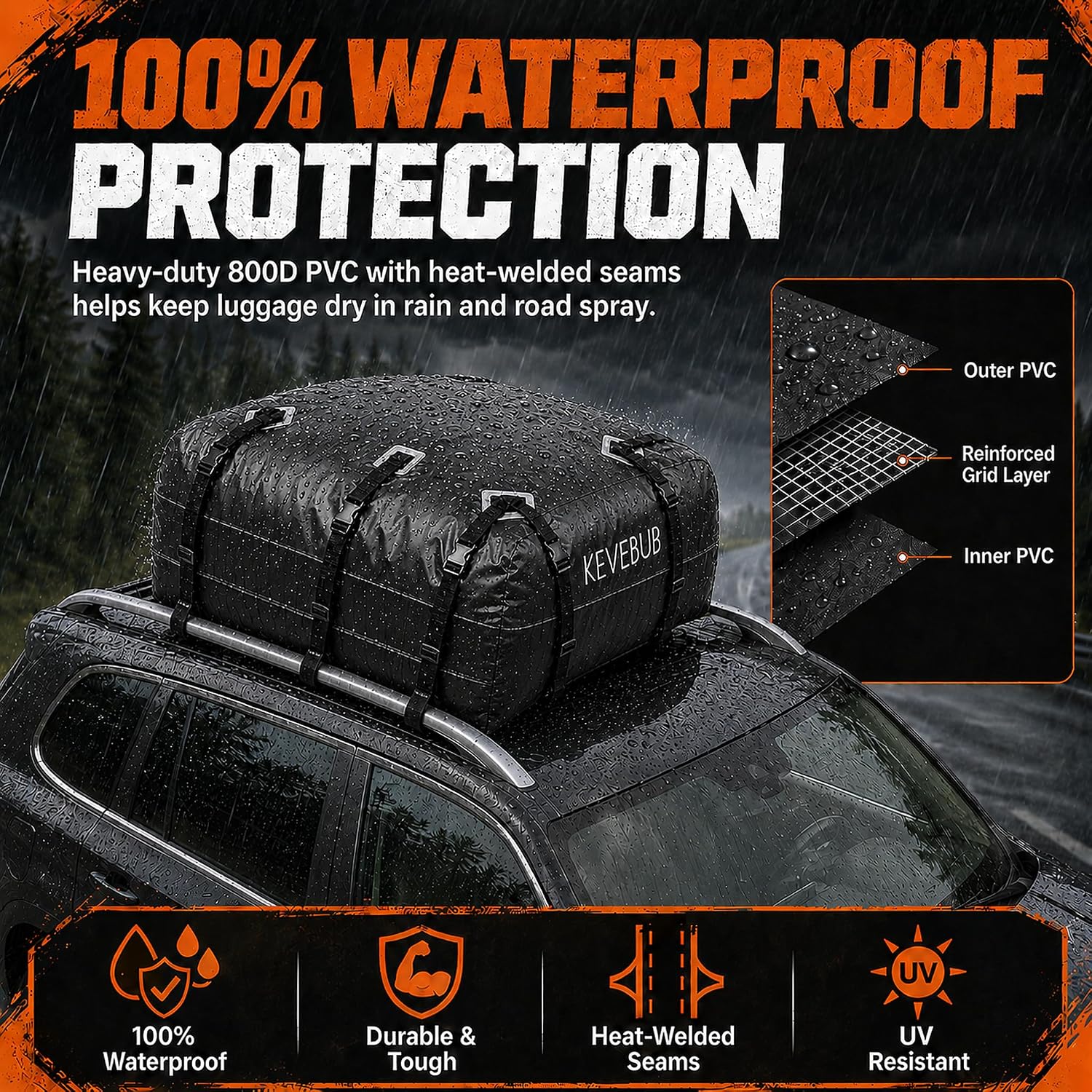 Thumbnail 1 de KEVEBUB car roof bag 21 cu ft waterproof