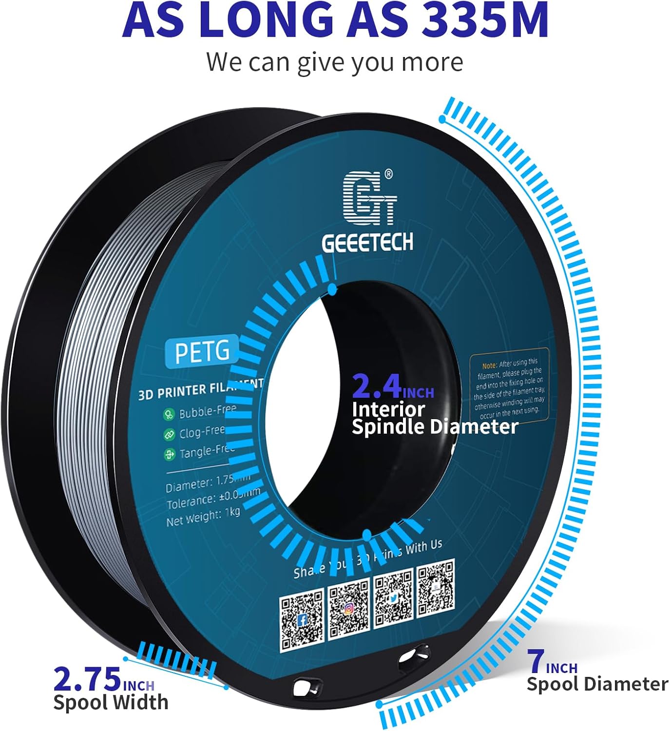 Thumbnail 1 de GEEETECH PETG 1kg 1,75 mm Spule Silber 🧶