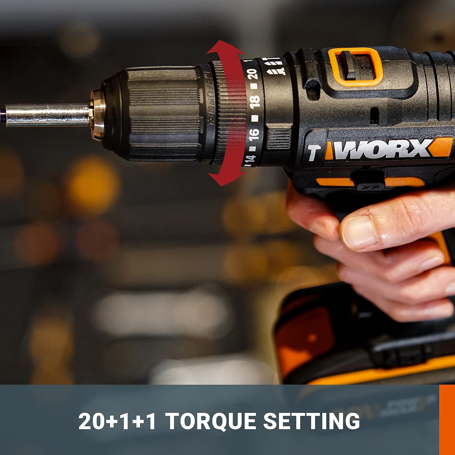 Thumbnail 3 de WORX WX370.1 PowerShare 20V cordless combi hammer drill kit (2 batteries, charger & carry bag)