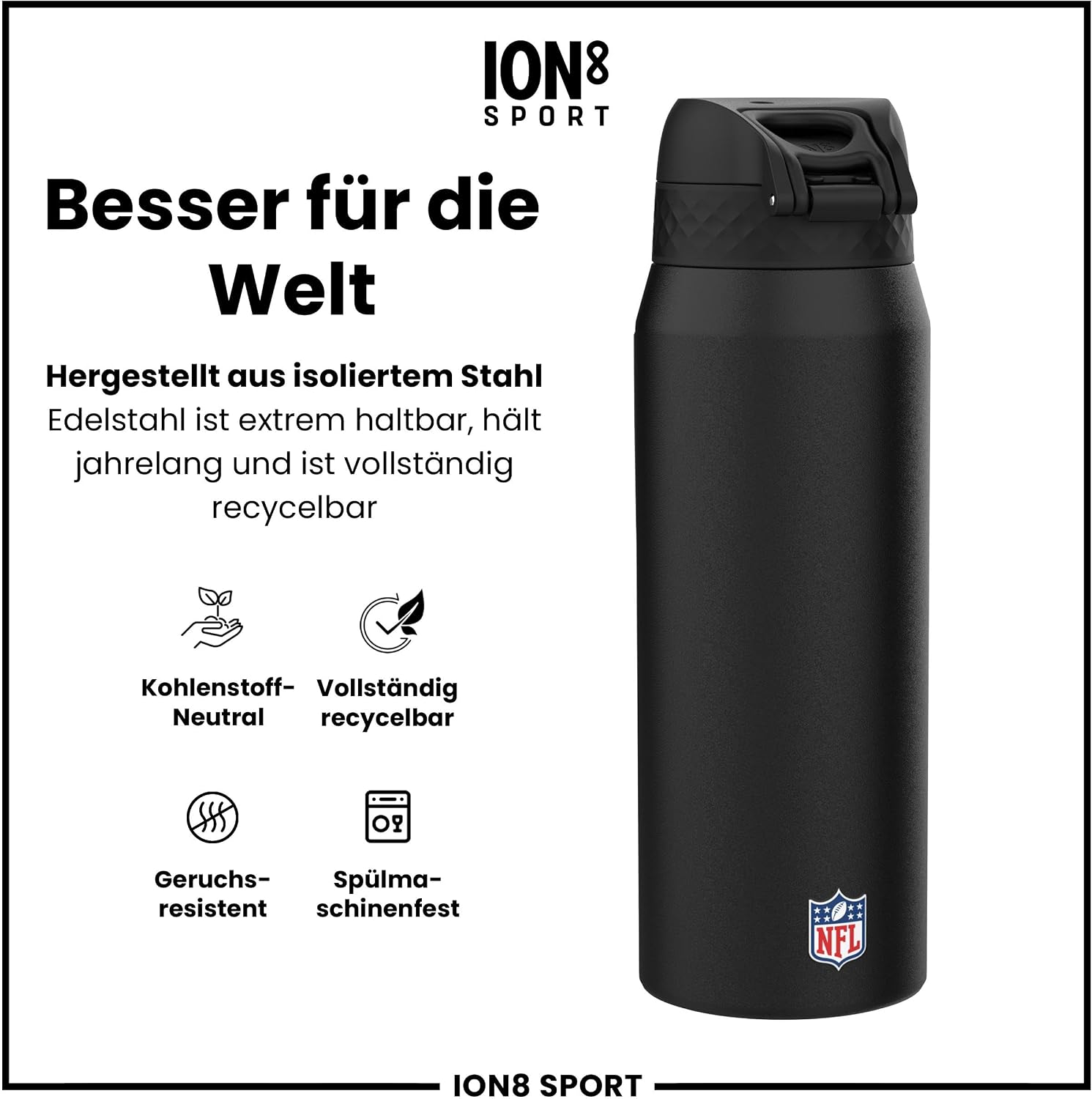 Thumbnail 4 de ion8 NFL Edelstahl-Trinkflasche 750 ml 🥤