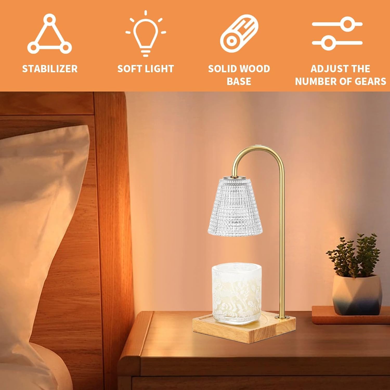 Thumbnail 2 de Candle Warmer Lamp with Timer & Dimmer (2 Bulbs) electric flameless wax melt warmer