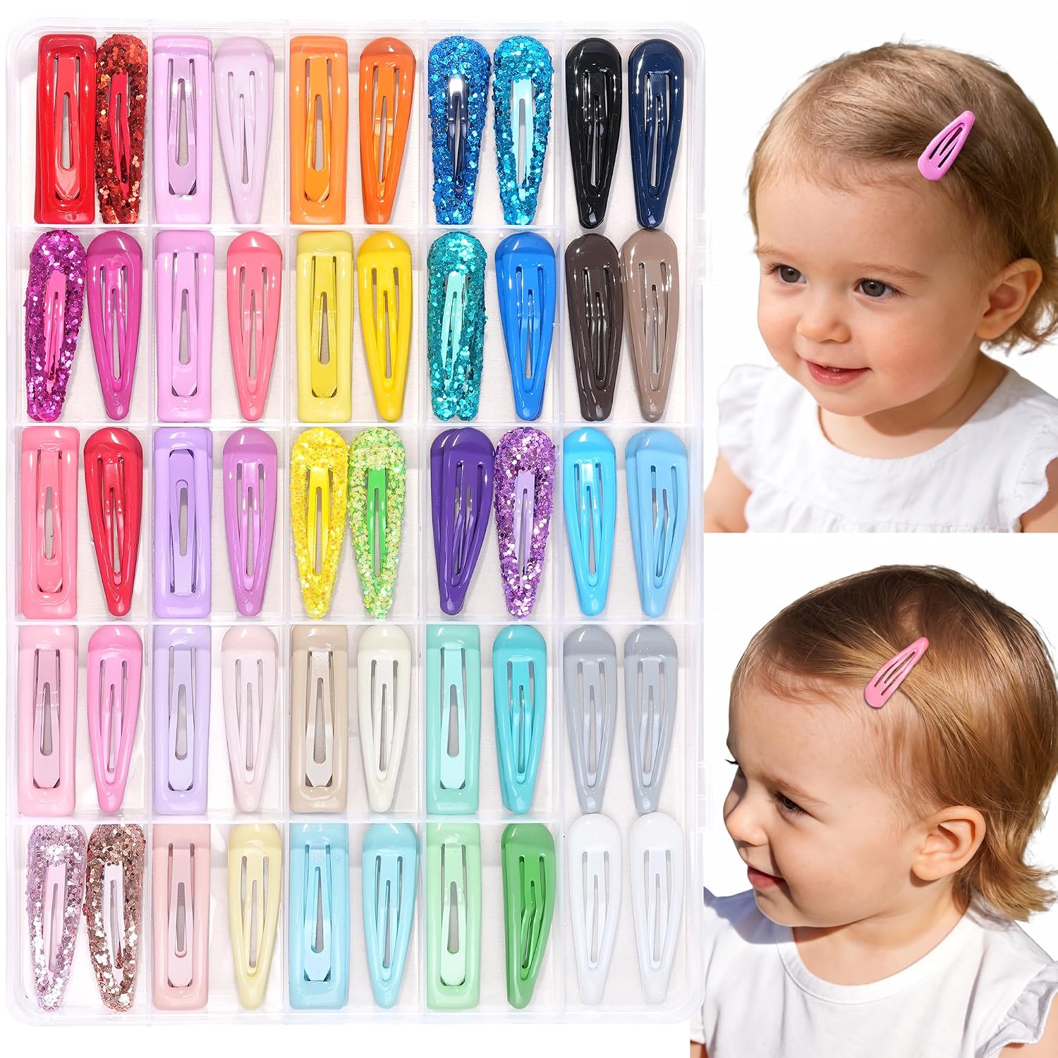 Detalle de CÉLLOT 2-Inch Metal Snap Hair Clips, 96-Piece Set in 24 Colors