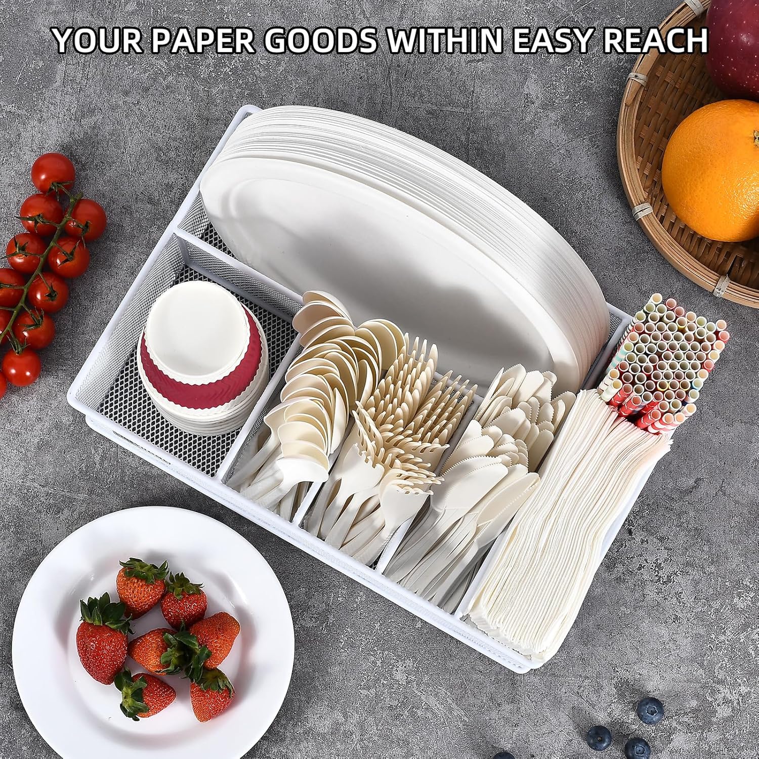 Thumbnail 5 de VIKEYHOME Paper Plate Organizer 6 Compartments