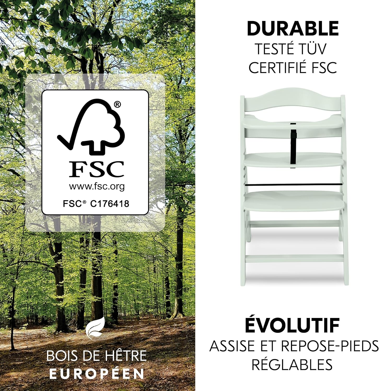 Thumbnail 5 de hauck Alpha Plus 4 en 1 Chaise Haute Bébé Évolutive avec Insert Nouveau-né – Menthe