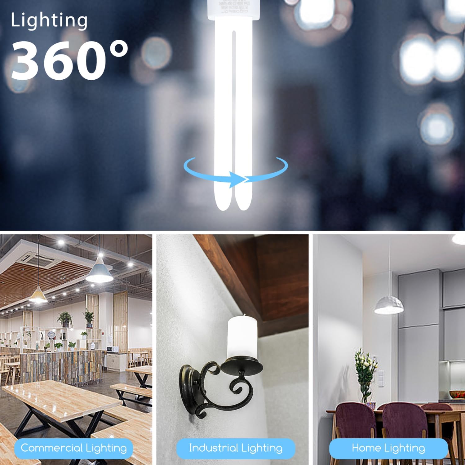 Detalle de Aigostar Pack de 5 Bombillas PLC Tubo 26W G24-3 2 Pines — Luz blanca 6500K, 1600 lm, no regulable