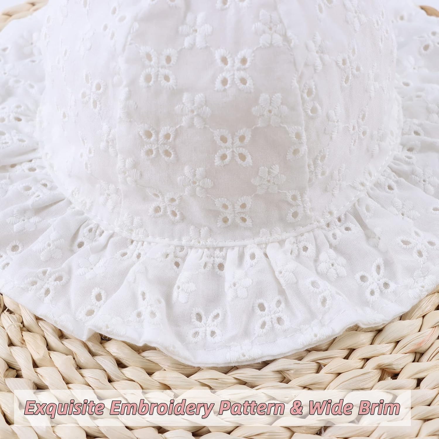 Thumbnail 2 de Pesaat baby girl cotton sun hat with bow & flower detail (infant bucket hat, summer)