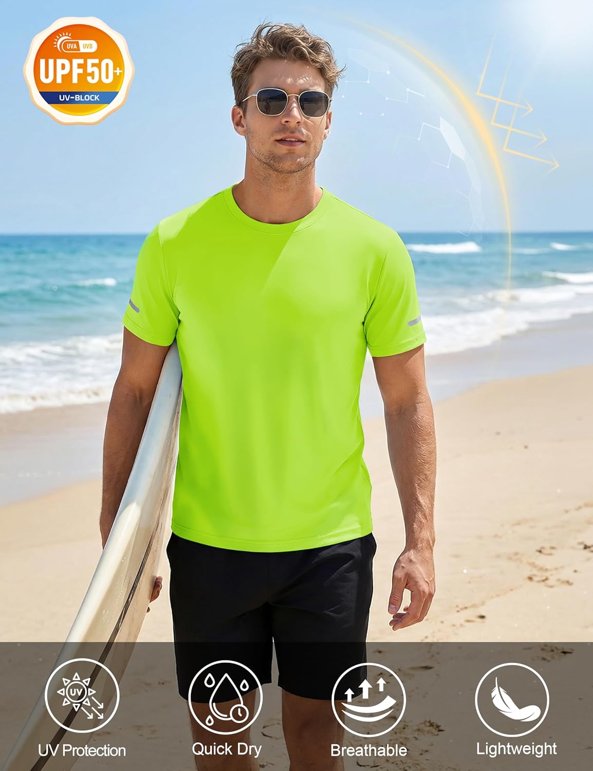 Thumbnail 2 de MAGCOMSEN Sport T-Shirt Herren UV Kurzarm UPF 50+ mit Reflexstreifen