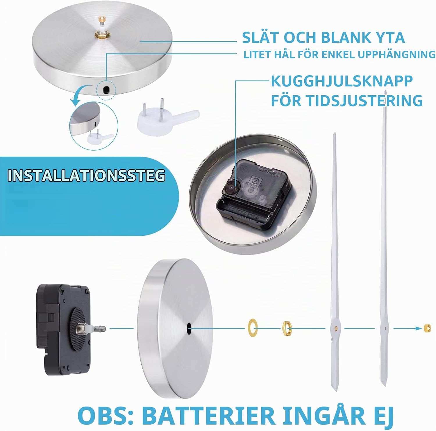 Detalle de Warminn 3D DIY Large Wall Clock – ramlös väggklocka med romerska siffror