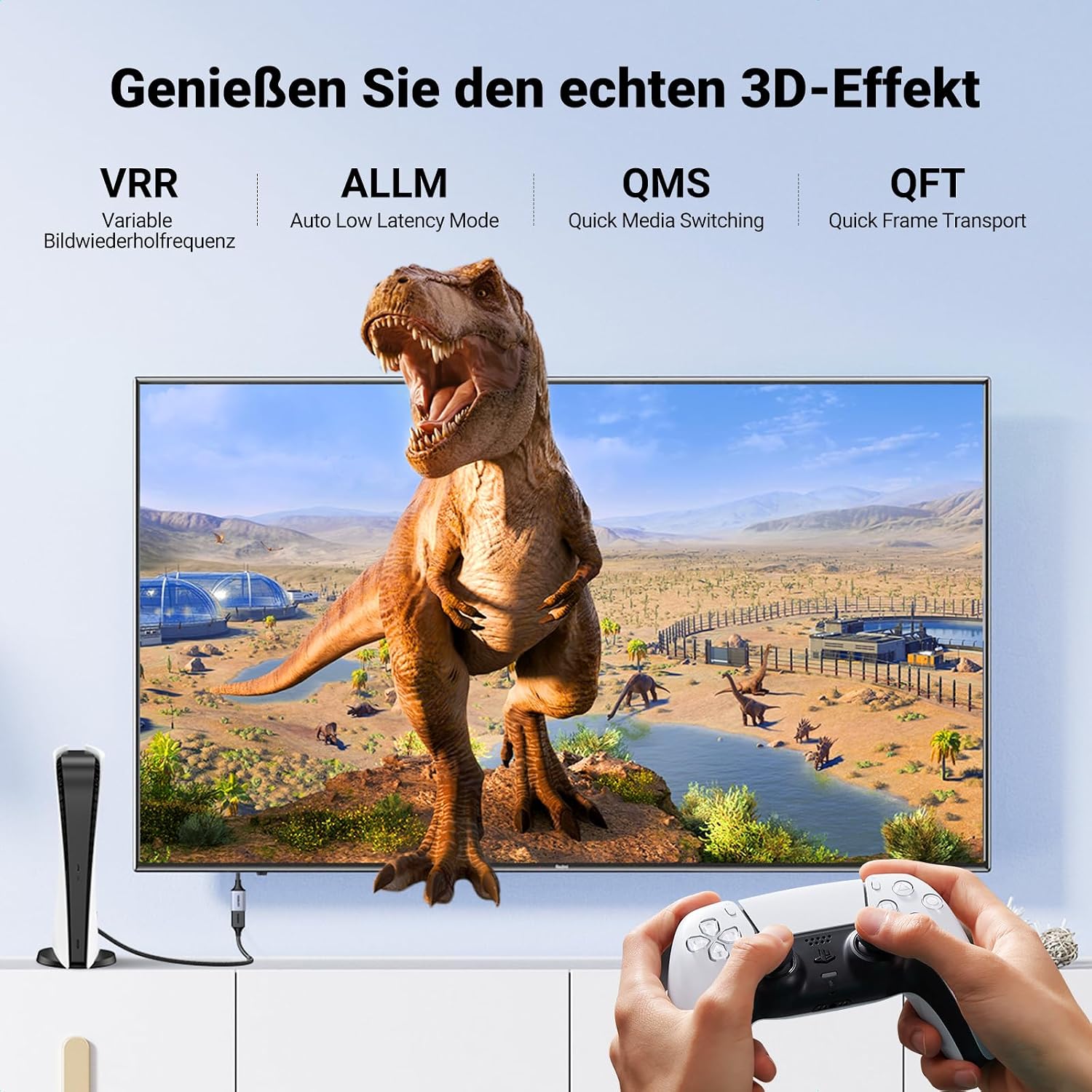 Detalle 2 de UGREEN HDMI 2.1 Verlängerungskabel 2M – 8K@60Hz, 4K@240/144/120Hz, eARC, Dolby Atmos, HDR, VRR, HDCP 2.3
