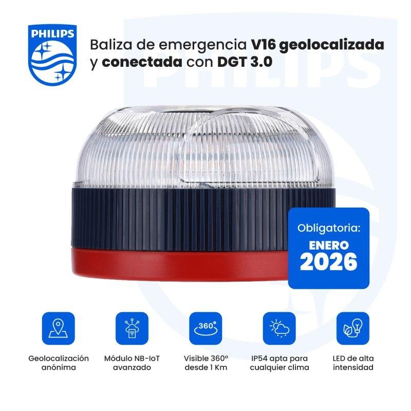 Detalle 2 de Baliza Philips SFL1000M/10 Homologada DGT Geolocalizada LED Ámbar