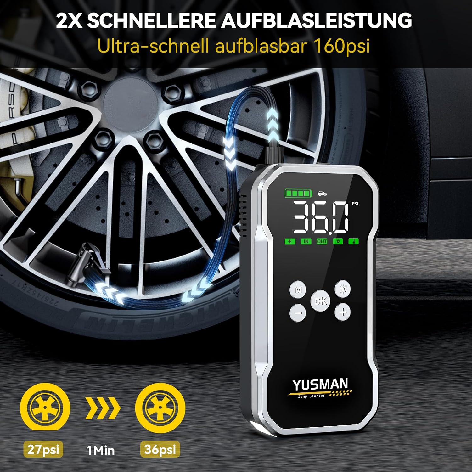 Detalle 1 de YUSMAN Starthilfe Powerbank 15800 mAh