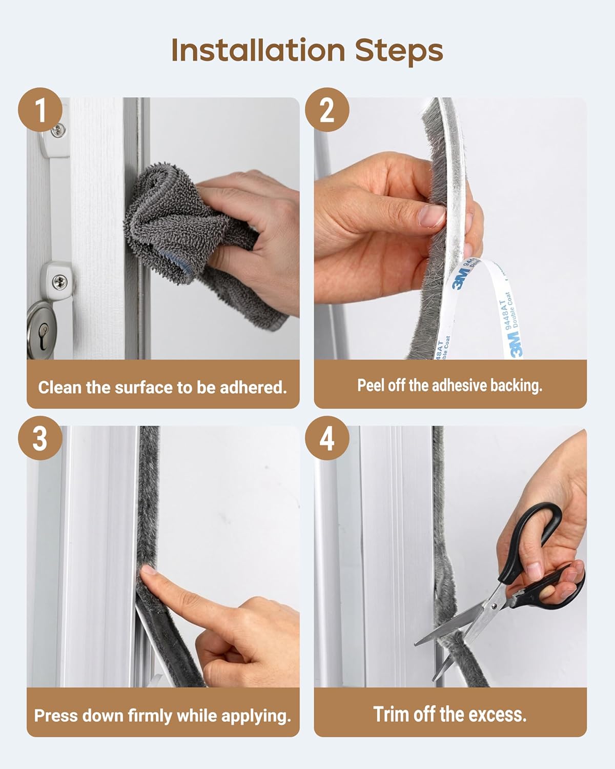 Thumbnail 6 de HNNHOME Draft Excluder for Doors: Self-Adhesive 5M Brush Seal Strip