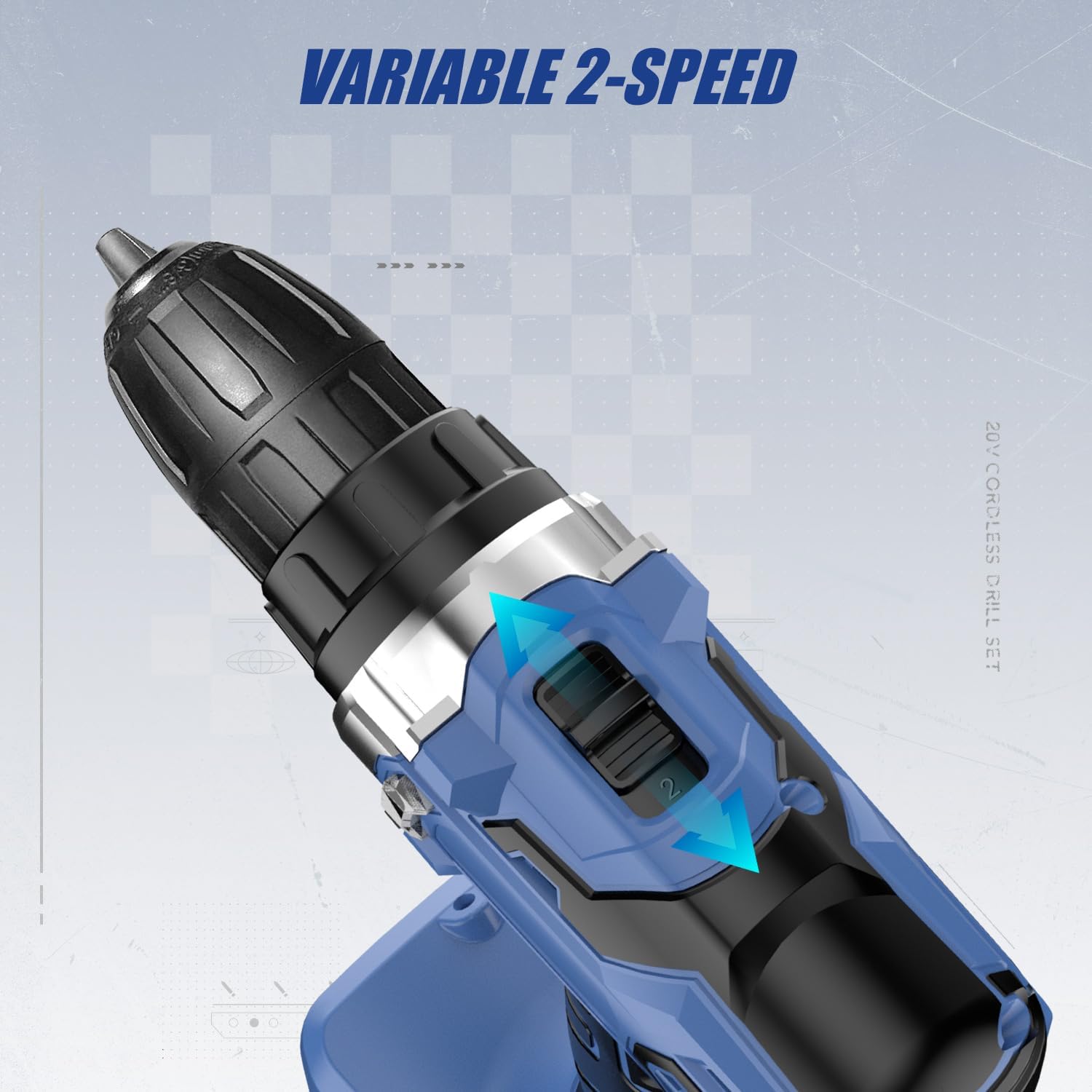Thumbnail 2 de C P CHANTPOWER Cordless Power Drill - 20V with Two Speeds, 10mm Keyless Chuck and 22pcs Bit Set