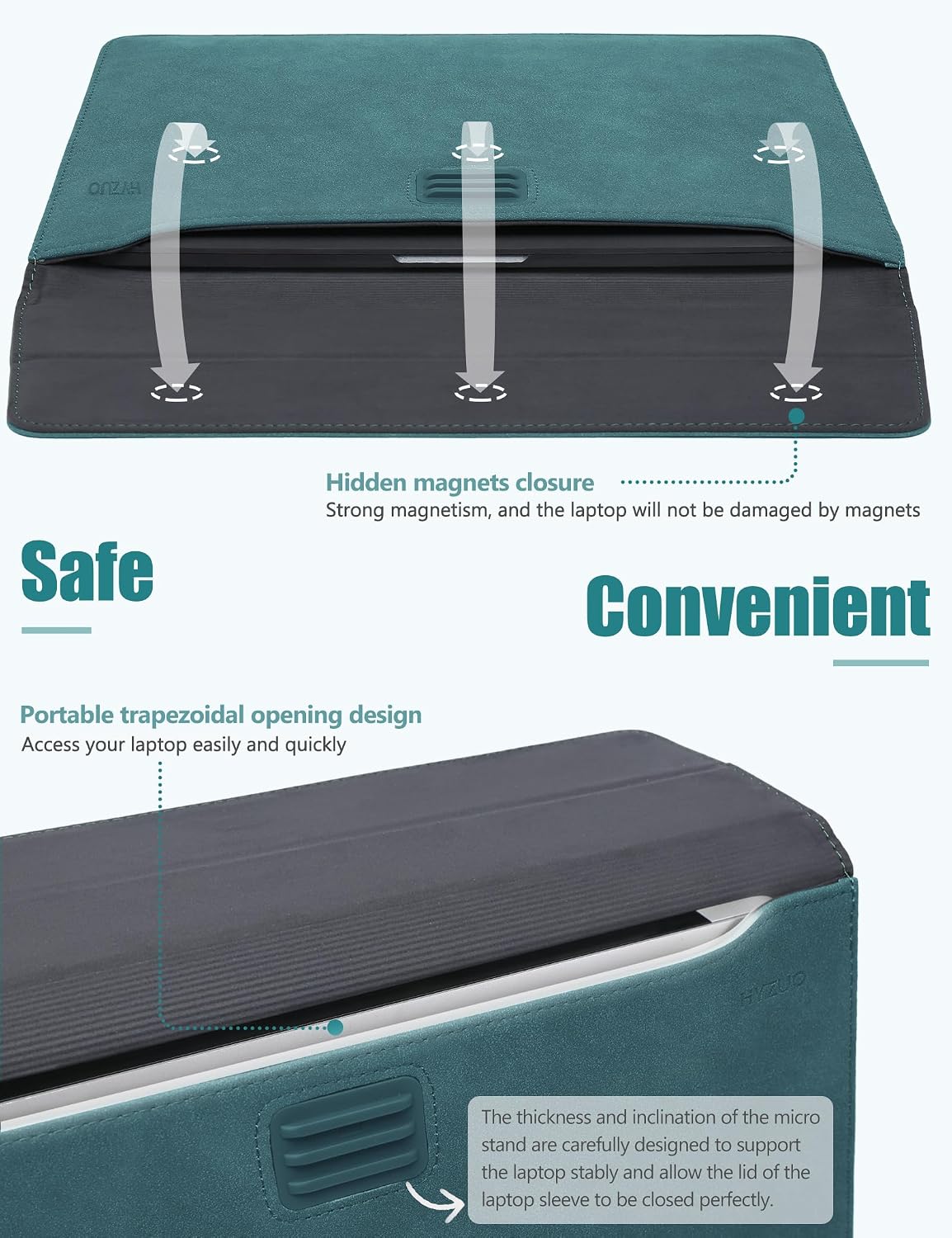 Detalle 2 de HYZUO 13.3–14 inch laptop sleeve with stand