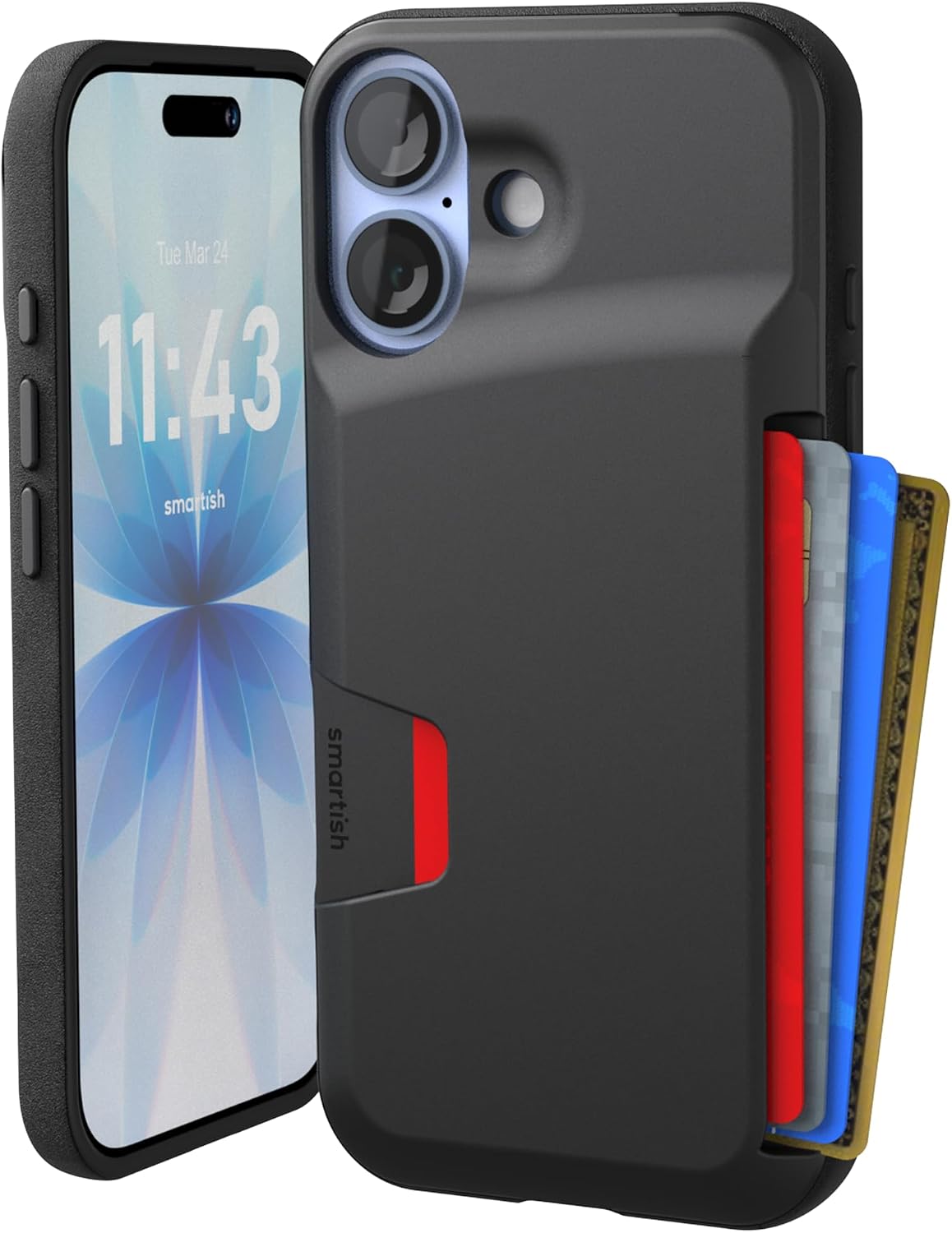 Detalle de Smartish iPhone 17 Wallet Case (Wallet Slayer Vol. 1) — Slim Protective Credit Card Holder, Black Tie Affair