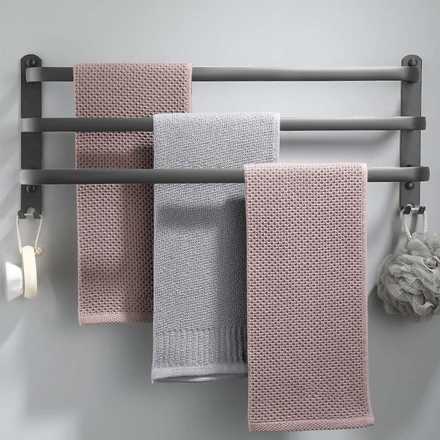 Detalle 2 de Ruhetfam handtuchhalter ohne bohren: handdoekenrek van 80 cm met drie stangen